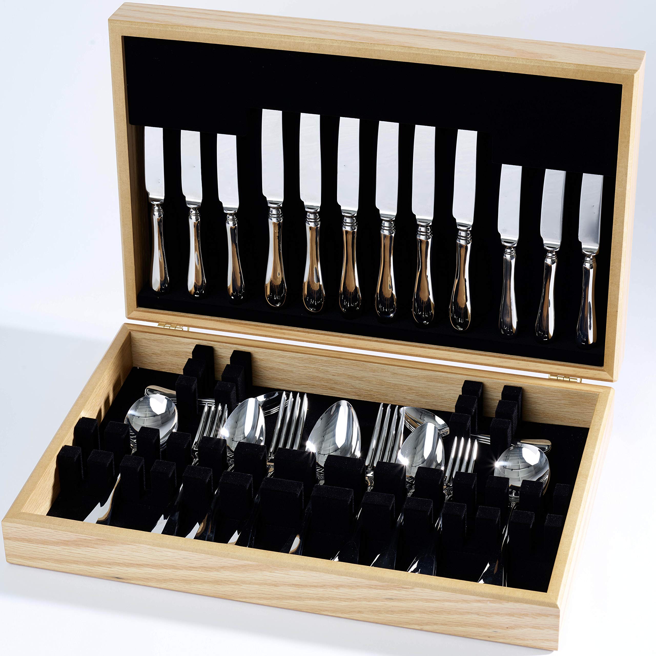 Lot de 44 couverts en acier inoxydable Motif anglais ancien Fabriqué à Sheffield, Set de Couverts, Porte Couverts Cuisine