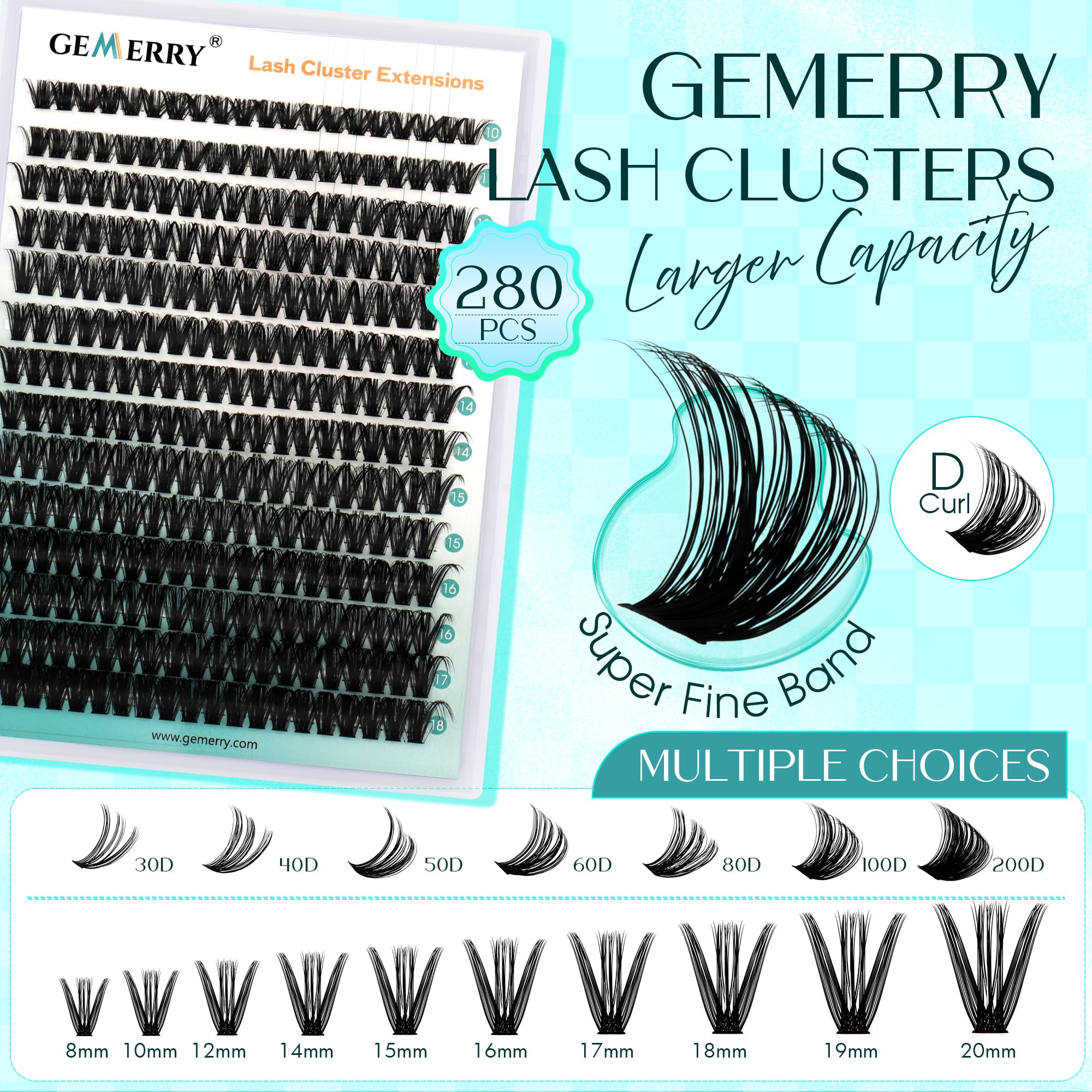 GEMERRY Ciglia Finte 80D Cluster Volume Russo 10-18mm mix 0.07 mm D Curl Fai Da Te a Casa per Principianti Individuali Professional Ciglia Finte Extension(80D-0.07D-10-18mm)