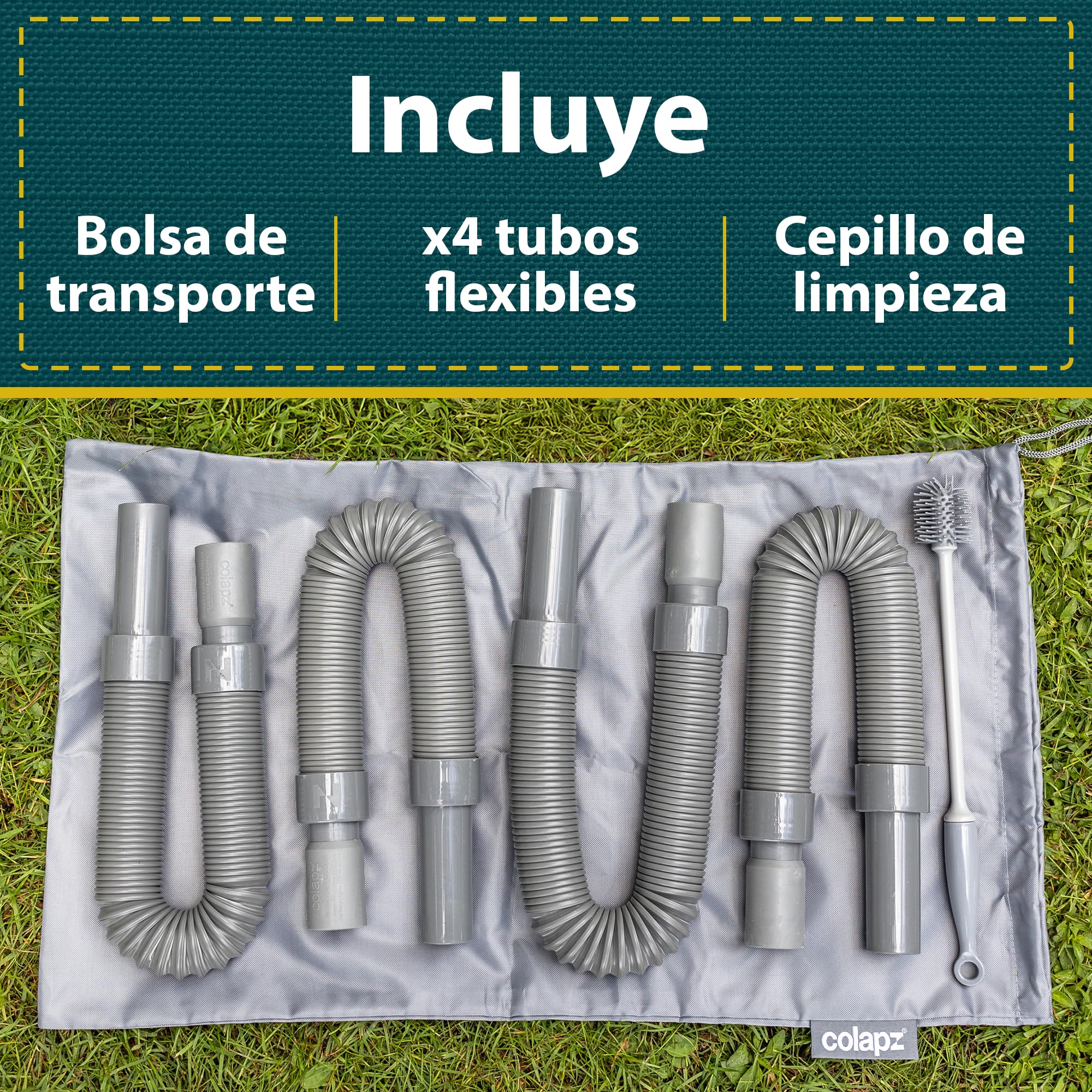 Colapz Tubo Flexible para Desagüe de Aguas Grises - 4 Mangueras Extensibles hasta 1m - Caravanas y Autocaravanas Accesorios
