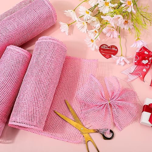 Vista 44 de 3 rollos de malla decorativa de arpillera de poliéster de 10 pulgadas de ancho, rollos de cinta decorativa de poliéster para decoración de coronas