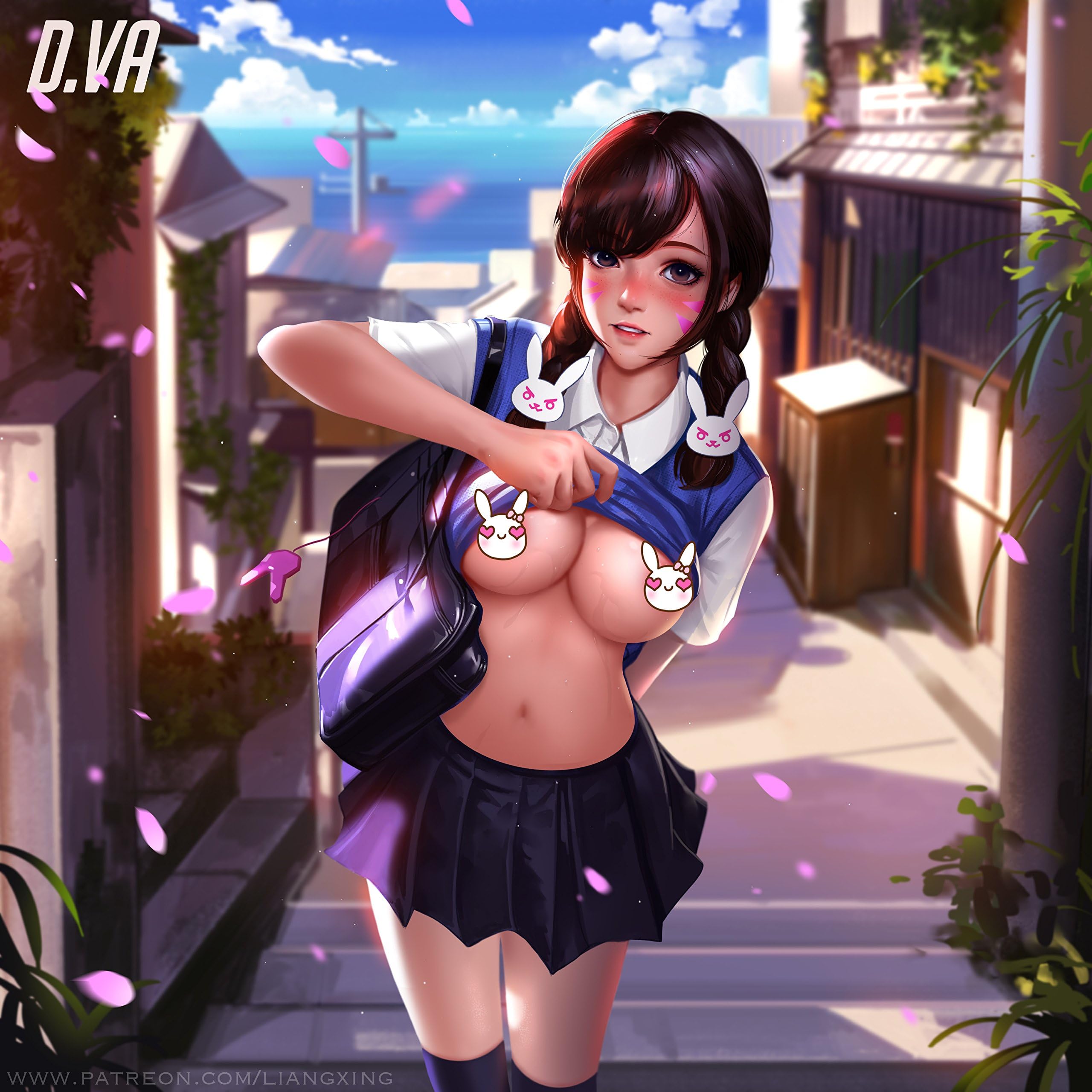 AniMax Overwatch/League of Legend DVA&Ahri Prints Wall Decor, Hana Song, Ahri the Nine-Tailed Fox Painting Printed on Canvas,Framed And Stretched, Japanese Anime Game Home Decor, Living Room Bed Room