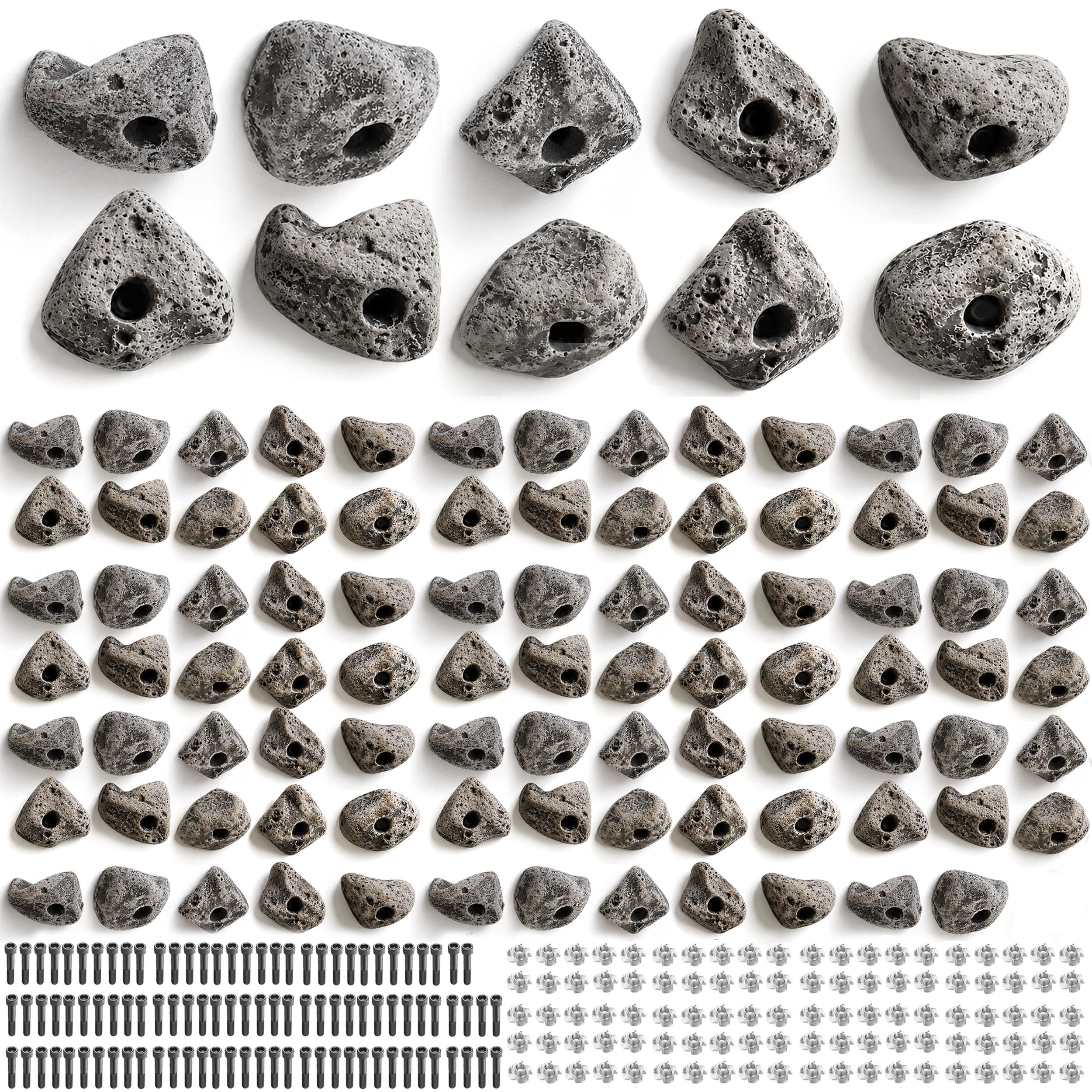 100 Large Rock Climbing Holds with Hardware for Rock Wall Grips Made in USA