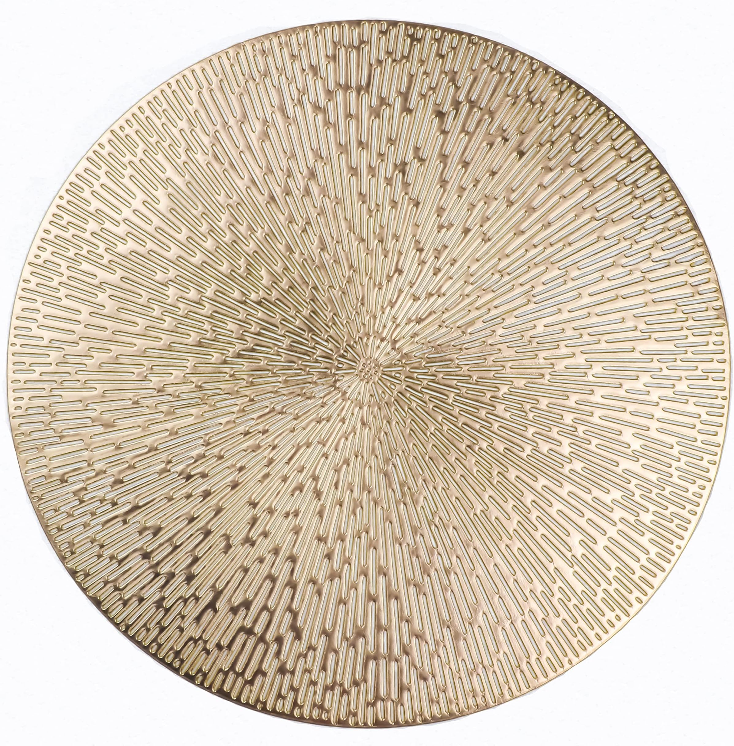 Round Placemats Gold Metallic Set of 6 Vinyl Hollow Placemats 15'', Washable Easy Clean Wipeable Non-Slip Stain Heat Resistant Dinning Table Place Mats for Wedding Party Decoration by (Gold(6PCS))