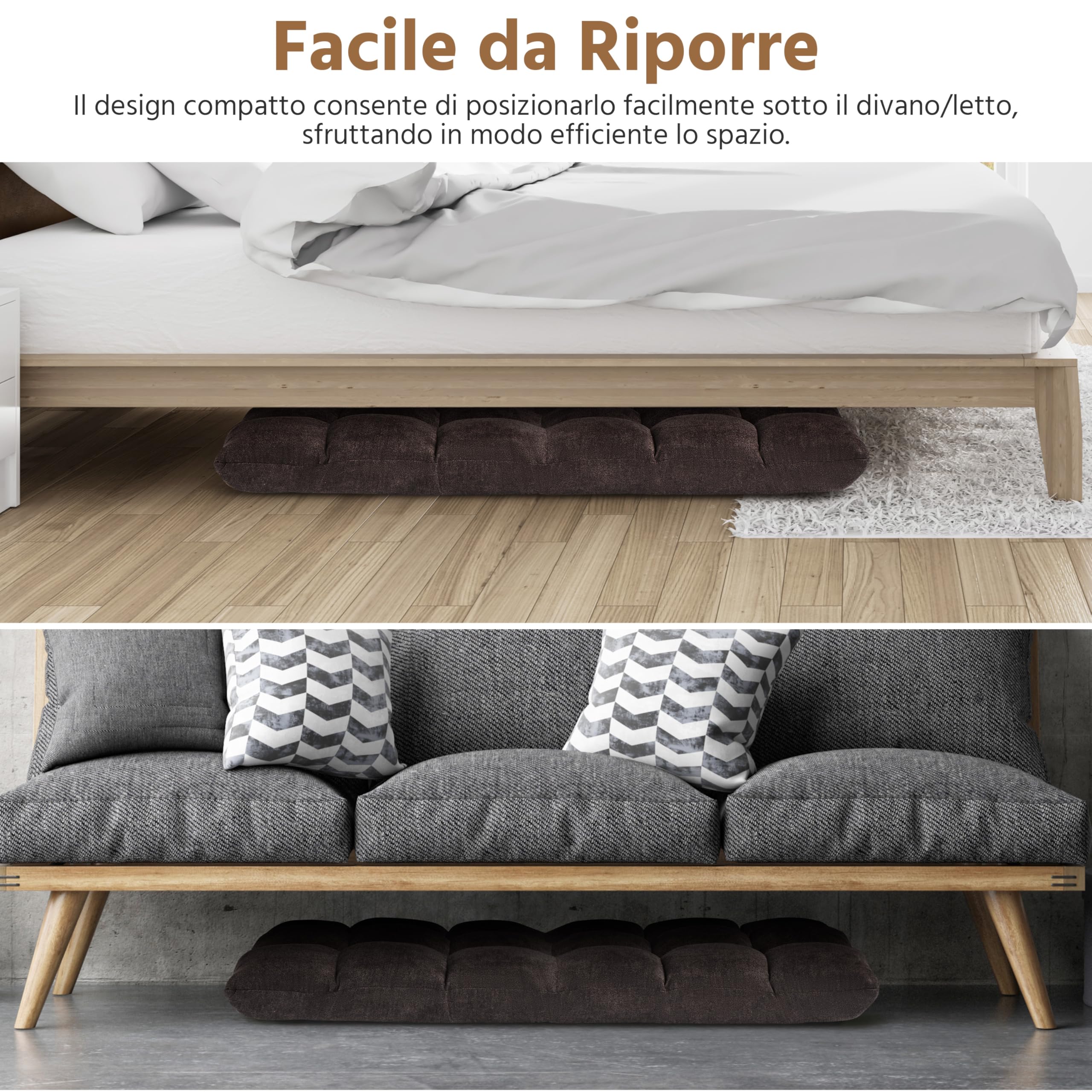 Yaheetech Poltrona da Terra Schienale Reclinabile 14 Posizioni da 90° a 180° Sedia Imbottita Relax da Pavimento Pieghevole Divano Lazy per Soggiorno Lettura Yoga Casa Ufficio Meditazione Marrone | Marrone, 14 Posizioni Regolabili da 90° a 180°, Perfetta p