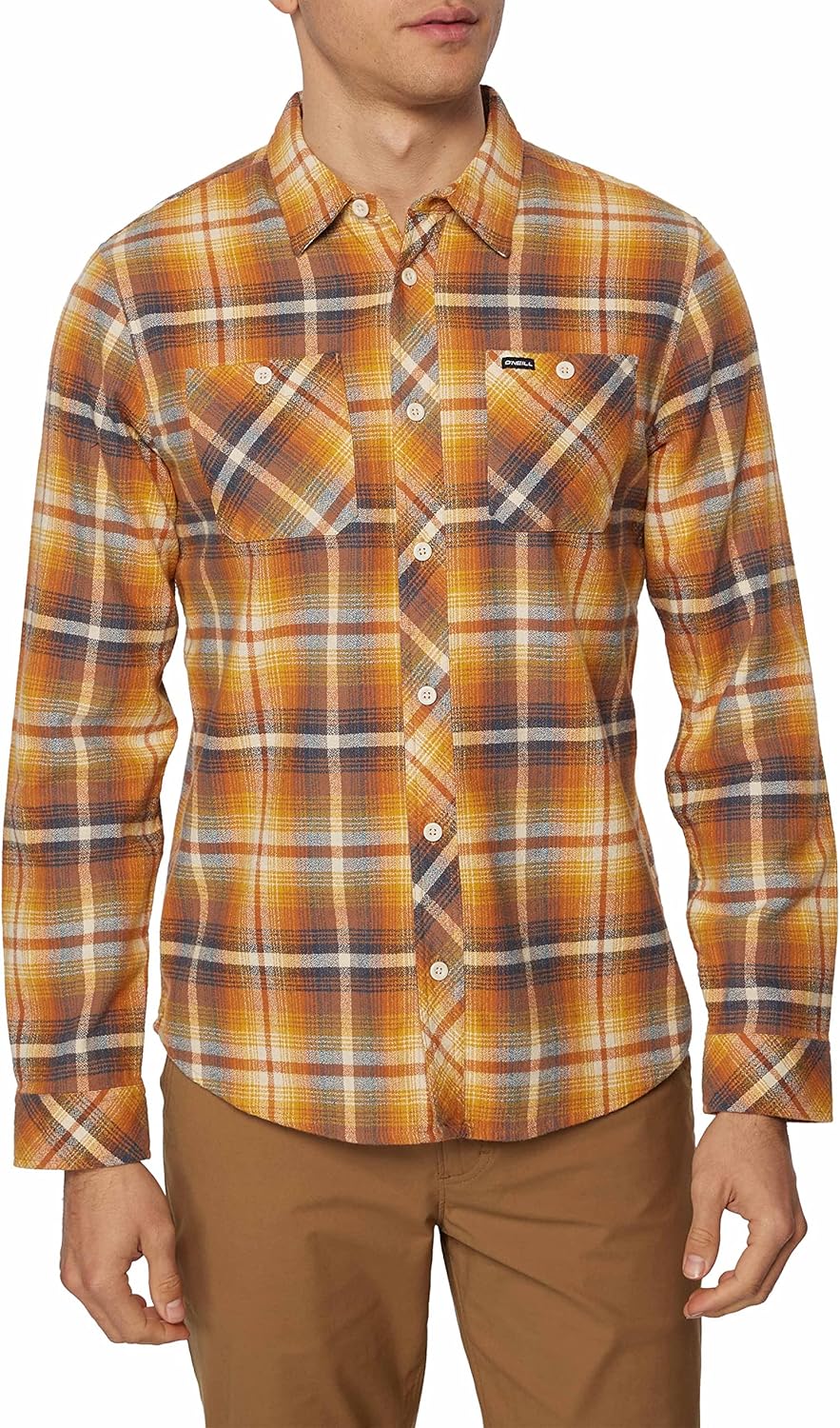 O'NEILL Mens Whittaker Long Sleeve Button Up Shirt, Cream, L