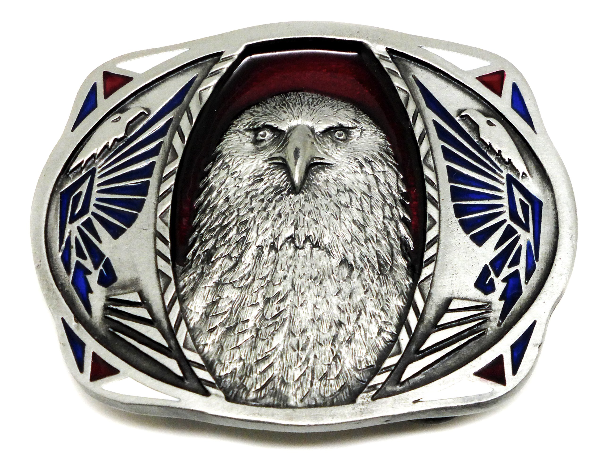 C & J Buckles Men's Multi Eagle Belt Buckle American Western Themed Eagle Portrait Design Authentic