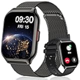 Popglory Smart Watch Answer/Make Calls, 2.01'' Smartwatch with AI Voice Control, Blood Pressure/SpO2/Heart Rate Monitor, Fitness Tracker Watch 2 Straps for Men Women for iOS Android Phones