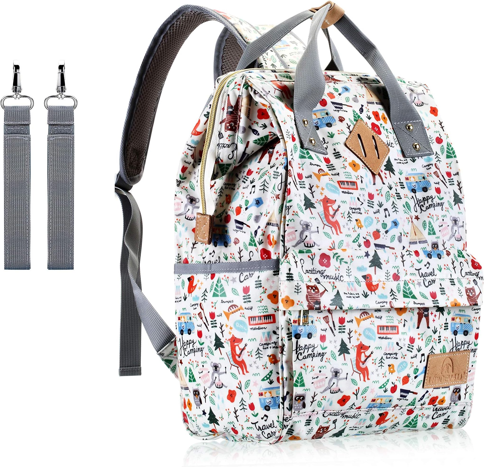 Diaper Bag Backpack,UACNDO Waterproof Cute Design Baby Nappy Backpack for Boys and Girls with Insulated Pockets & Stroller Straps