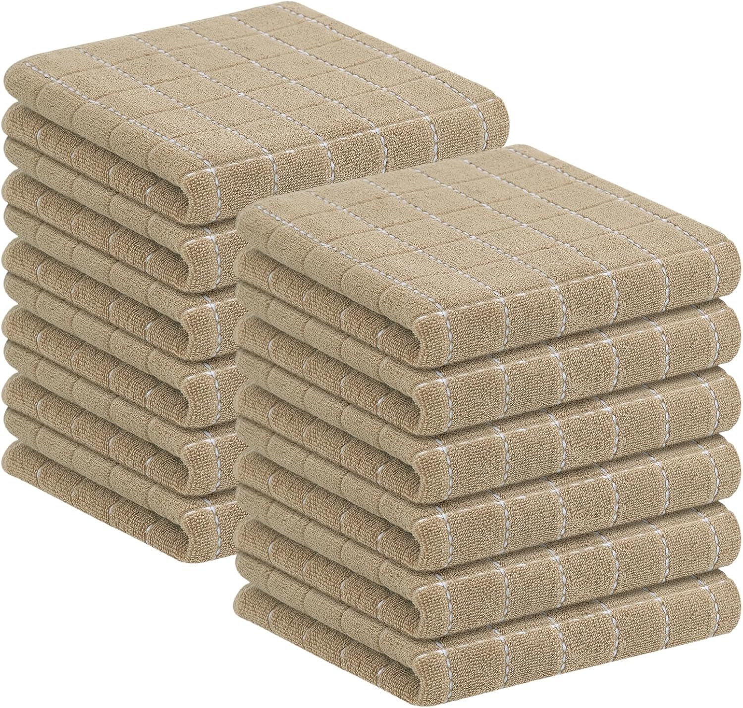 Homaxy 100 Cotton Terry Kitchen Towels(Tan, 13 x 28 inches