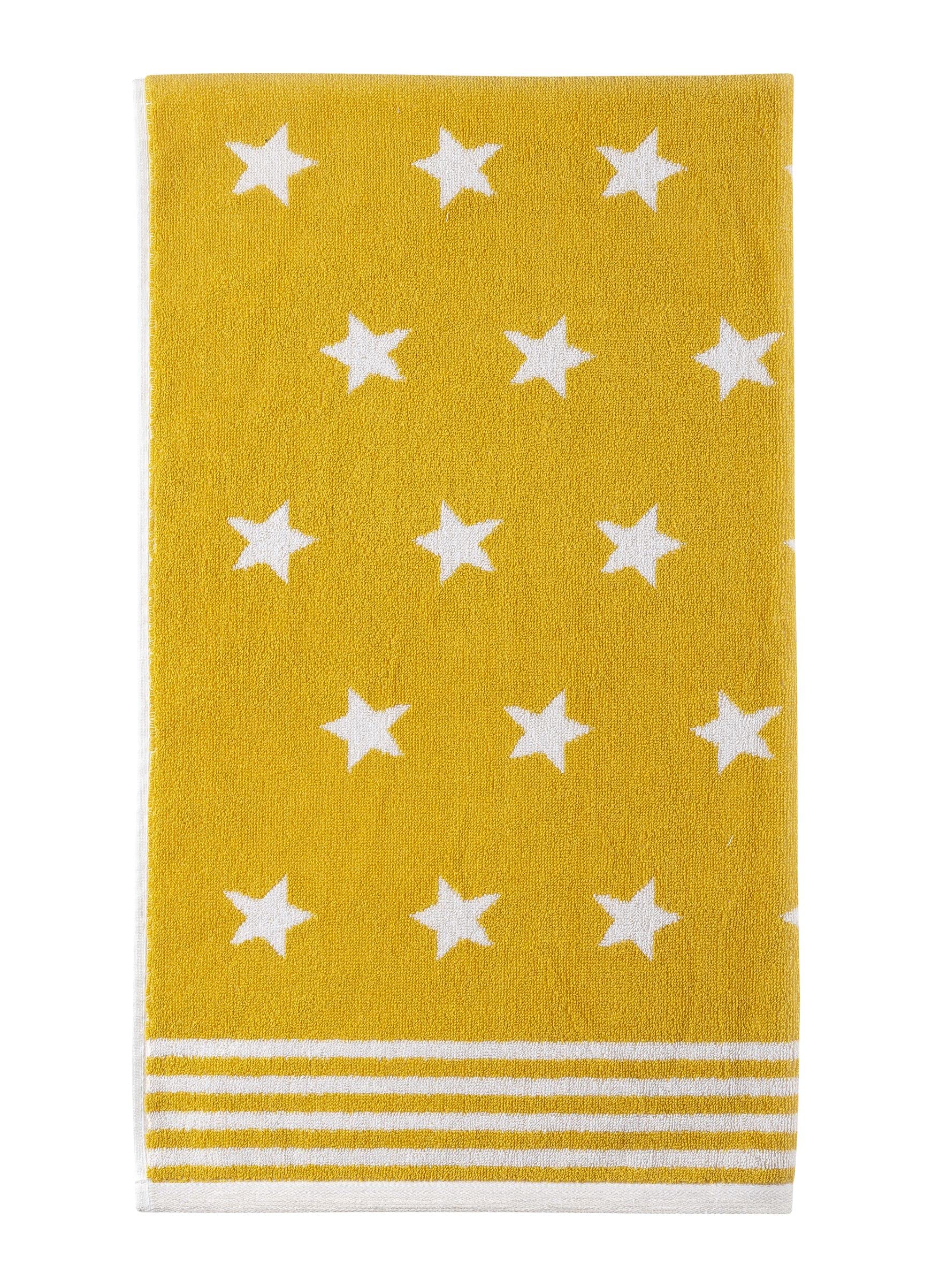 La Maison Jacquard Stars 100% Cotton 500GSM Luxury Hand Towel Bath Towel Super Soft Highly Absorbent Everyday Use (50cm x 80cm Hand Towel, Ochre)