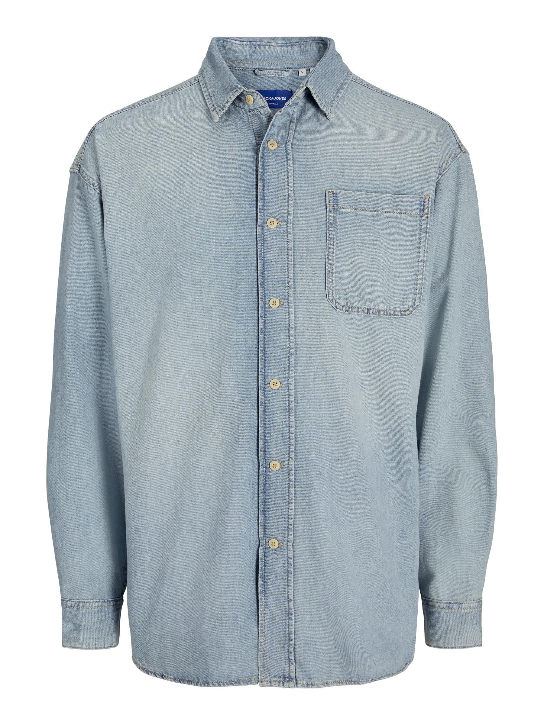 JACK & JONES Jorsantorini Ls Noos Denim Shirt, Blue Denim, M