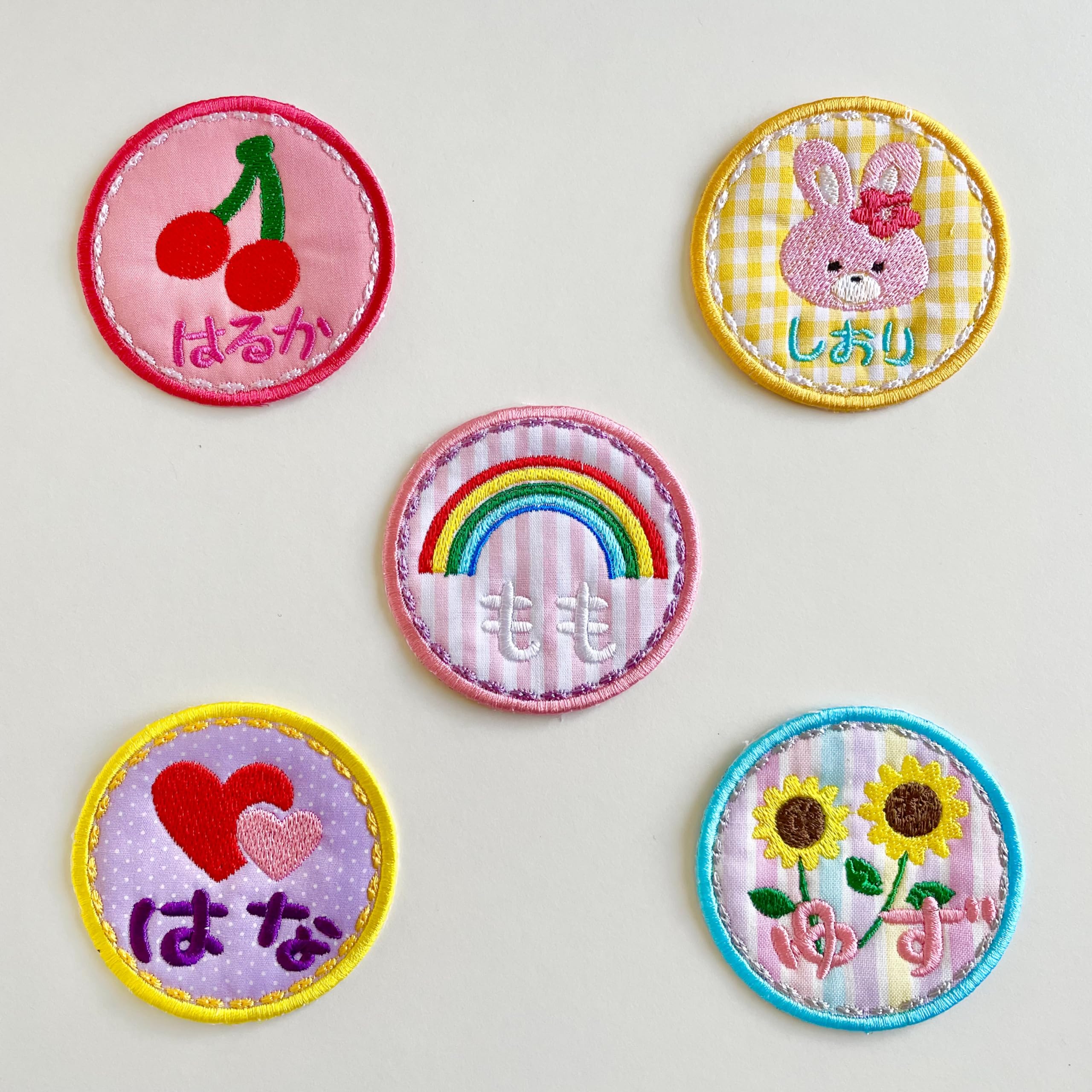 Amazon.co.jp: 【 虹 うさぎ ひまわり 丸 型 】 お名前 ワッペン 刺繍 