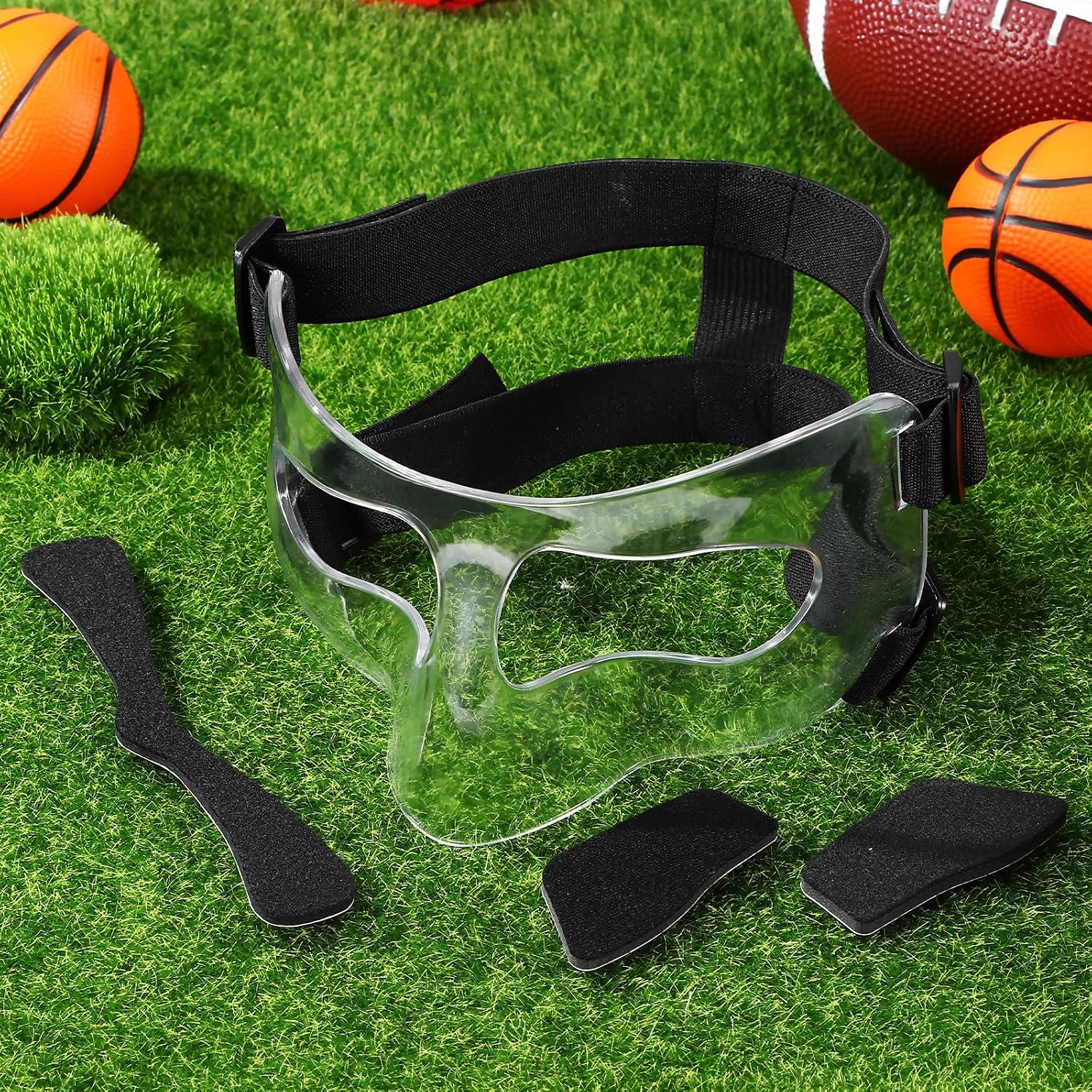 Adjustable Face Guard for Basketball and Sports with PC Material, Comfortable Secure Fit, Reusable Nose Protector for Broken Nose and Lasting Use During Training and Games
