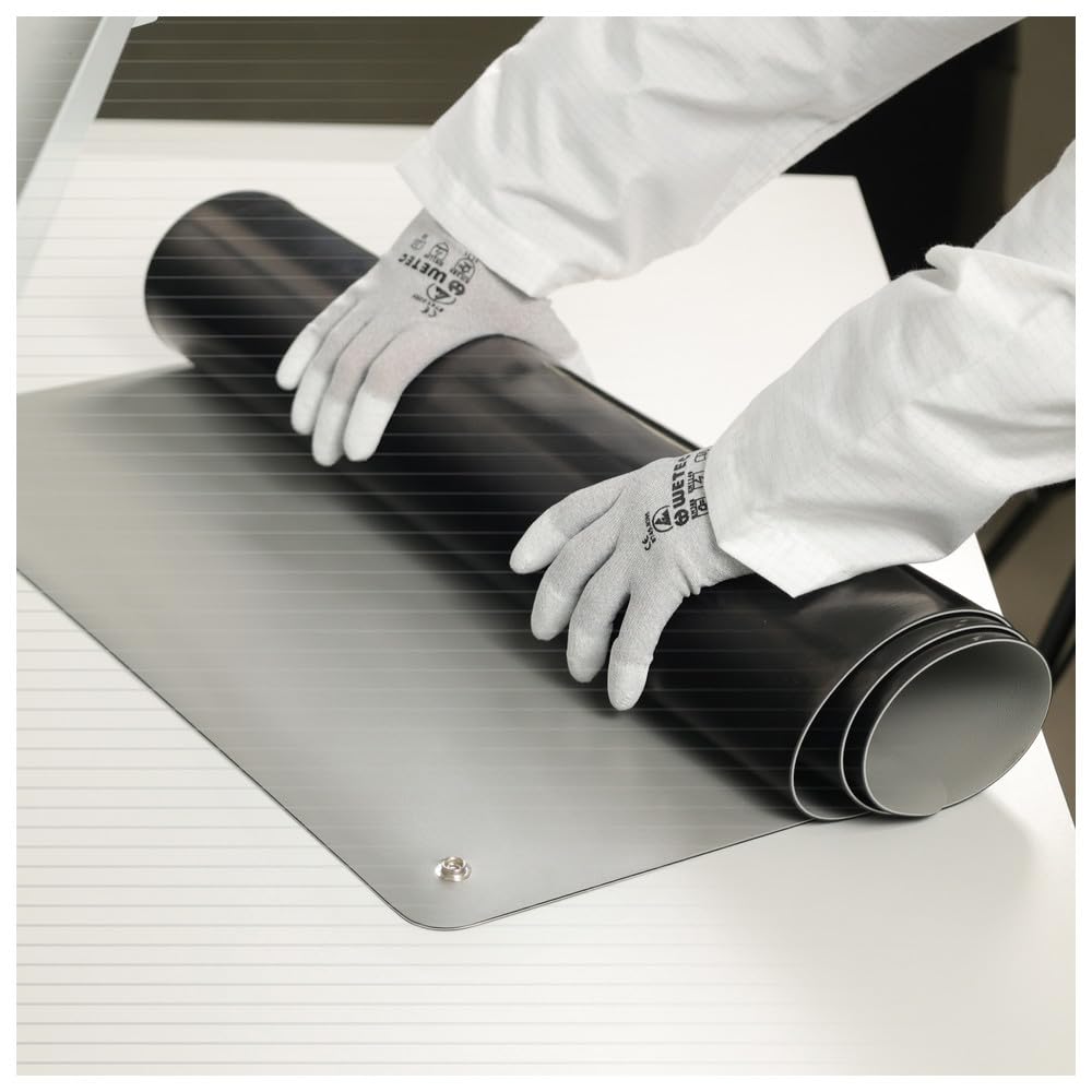 WETEC Rivestimento per tavolo, ESD, 1.000 x 10.000 mm, grigio platino, rotolo (tappetino protettivo ESD, tappetino da lavoro, antistatico, 1402.662 1402.662.L 1402.662.L 1402.662.R)