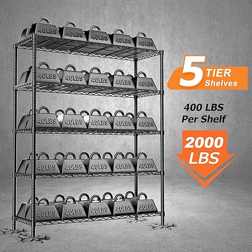 Miniatura 4 de Estantes de almacenamiento resistentes, 48 pulgadas de largo x 20 pulgadas de ancho x 72 pulgadas de alto, unidad de estantería de alambre de garaje