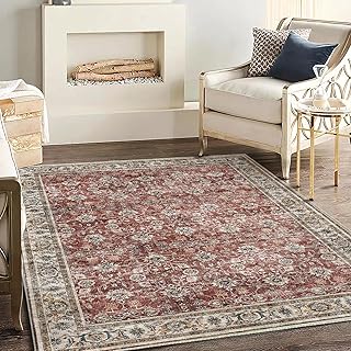 Area Rug 5'x7' Washable Rug Vintage Traditional Floor Cover Thin Retro K...