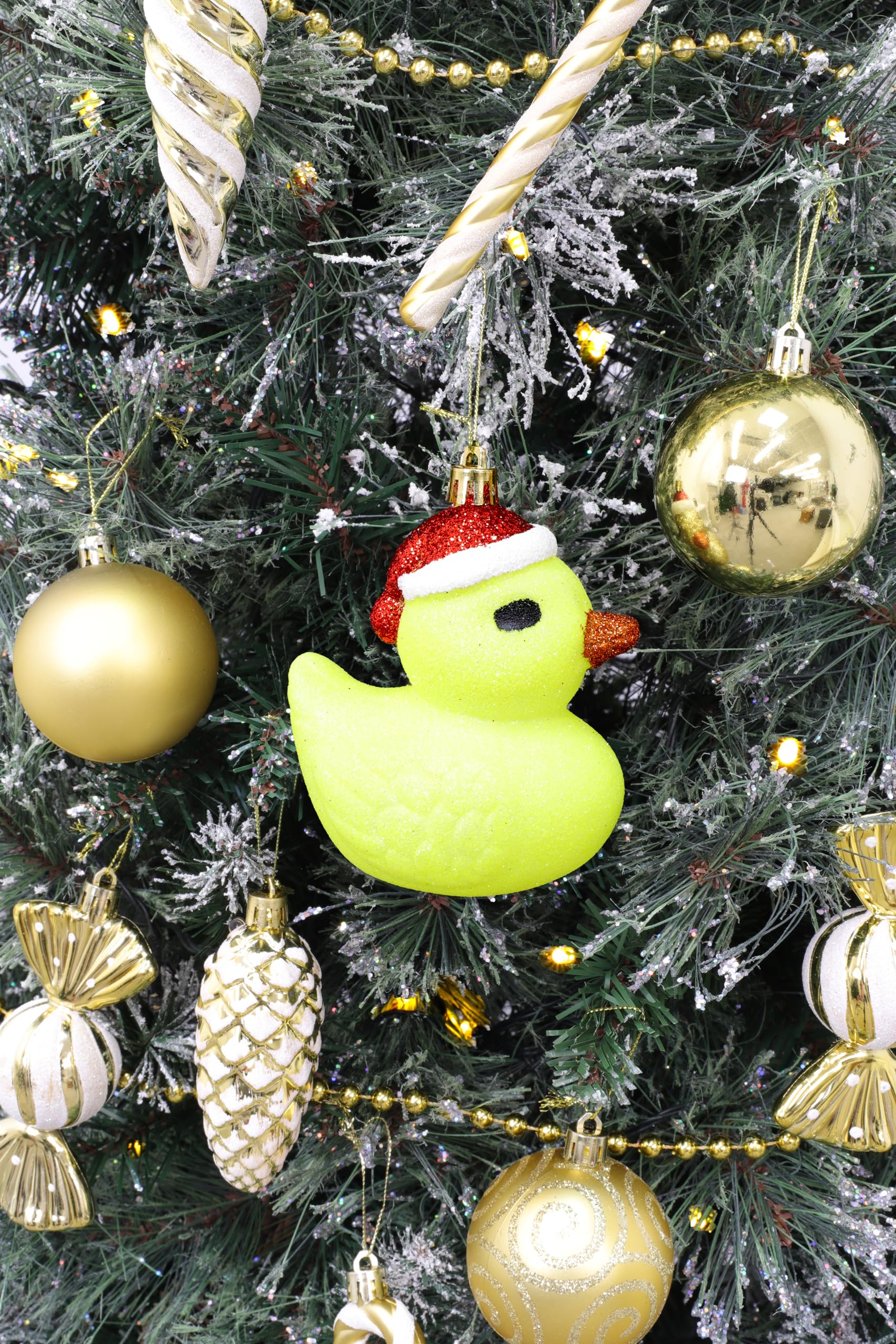 Christmas Concepts Palline Albero Di Natale A Forma Di Anatra 11 Cm – Glitter Blu Notte Con Cappello Babbo Natale, 2 Pezzi - 3