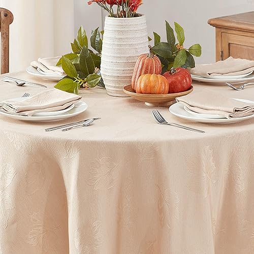 Miniatura 8 de Newbridge Tremont - Mantel de tela de damasco con hojas de otoño, diseño de damasco y hojas de remolino, temporada de otoño, impreso, resistente al