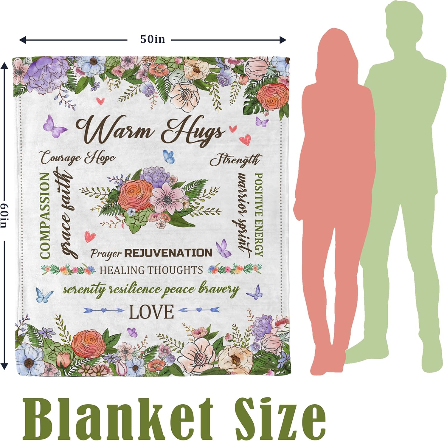 Get Well Gifts for Women After Surgery, Inspirational Cancer Care Gifts for Women, Hug Blanket, Thinking of You/Feel Better/Breast Cancer/Birthday Gift for Woman, Cozy Comfort Throw Blanket 50"X60" - Image 3