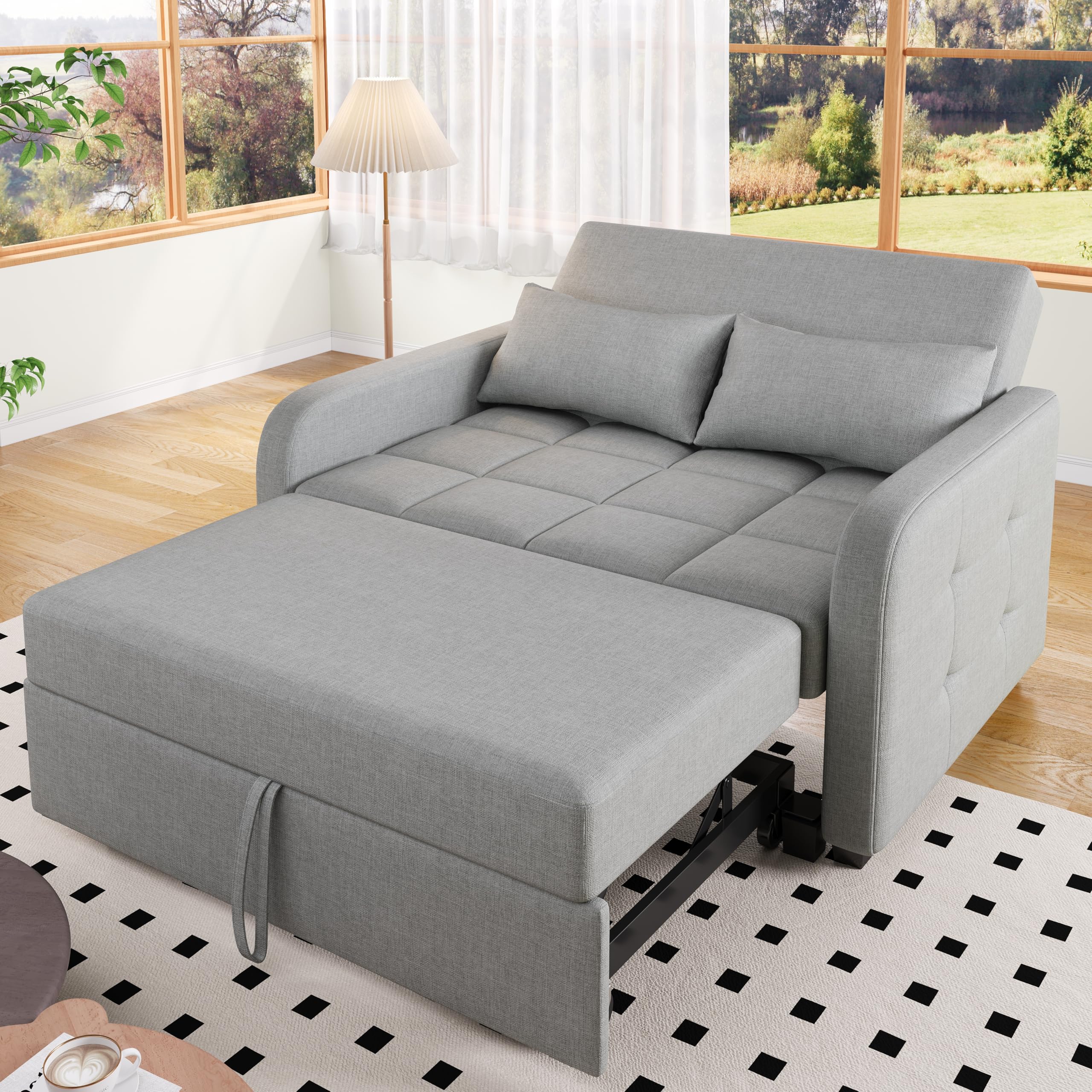 KAZZIO Multifunktionale Klapp-Sofa-Bett, Verstellbares Rückenteil Sofa, Ideal für kleine Wohnungen und Studentenwohnheime, 180x127cm Komfort-Sofa-Bett (Antik Grau)