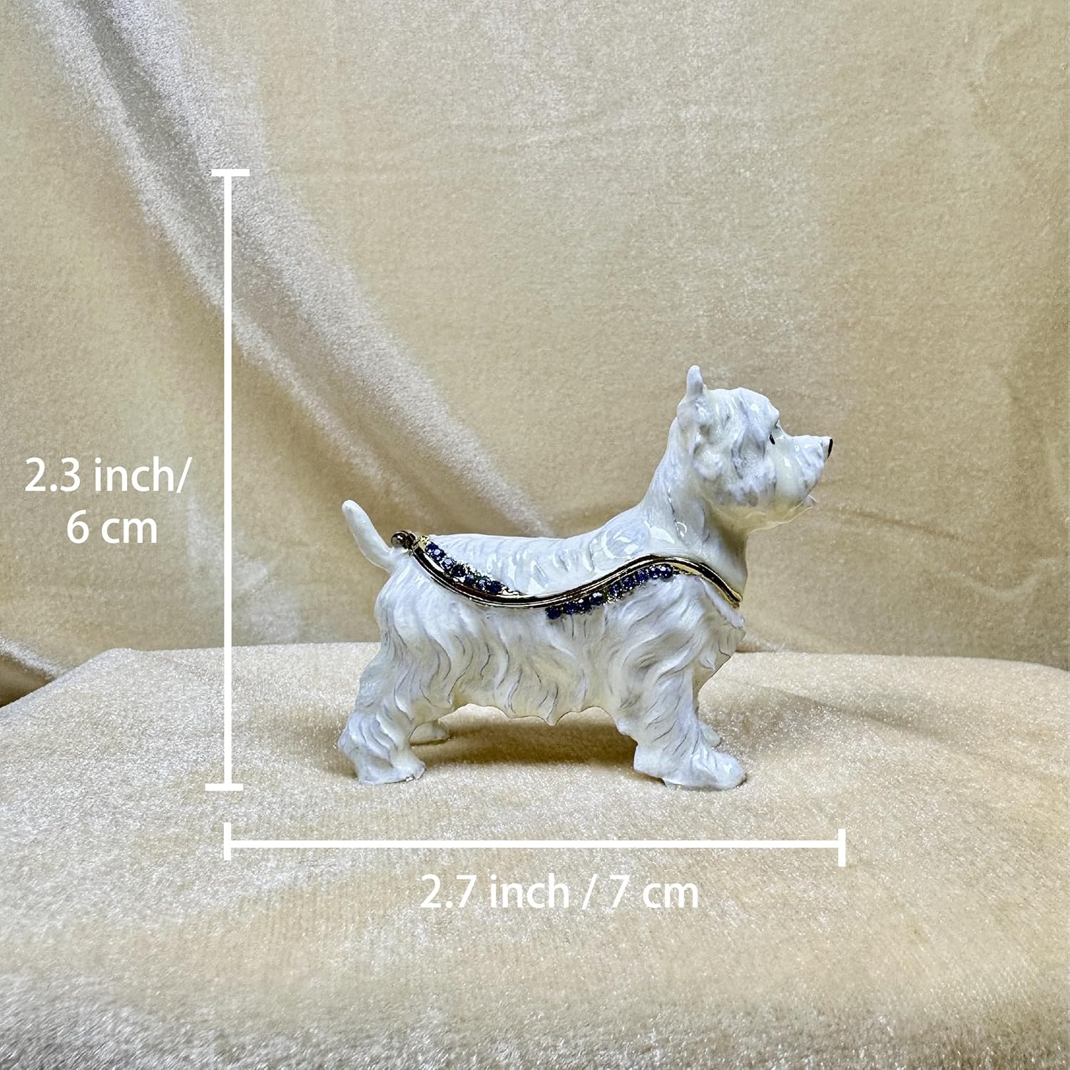 White Terrier Trinket Box Hand-Painted West Highland Jewelry Box with Golden Hinges & Crystal Accents, Pet Lover Gift, Dog Mom Keepsake, Home Decor for Dog Owners