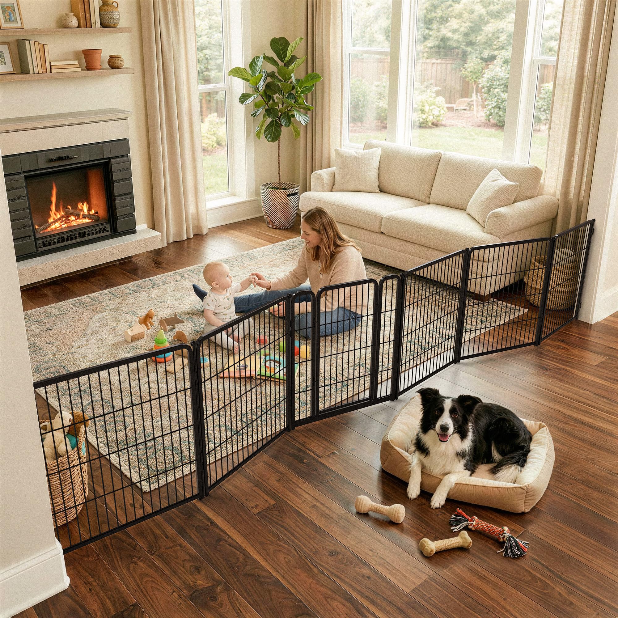 FXW Dog Gate, Extra Wide Adjustable for Openings Up to 4.19 m, 80cm(H)