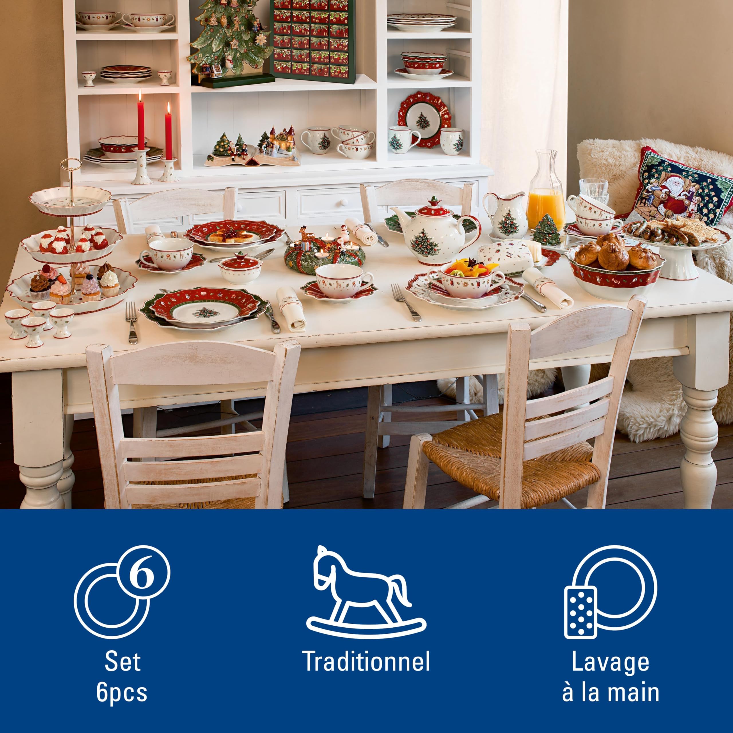 Villeroy & Boch Toy's Delight Ensemble petit-déjeuner pour 2 personnes "Breakfast for Two", 6 pièces, Porcelaine Premium, 750ML, Rouge