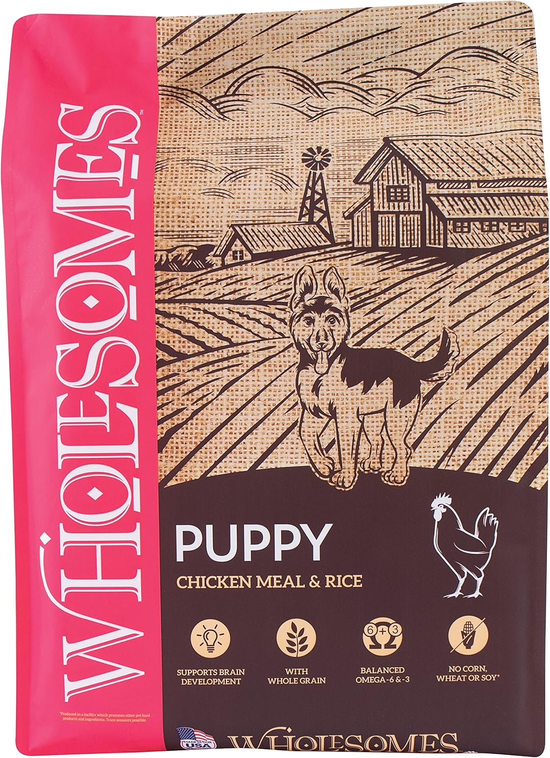 Wholesomes Puppy Chicken Meal & Rice Dry Dog Food, Brown, 16.5 lbs. (2100087)