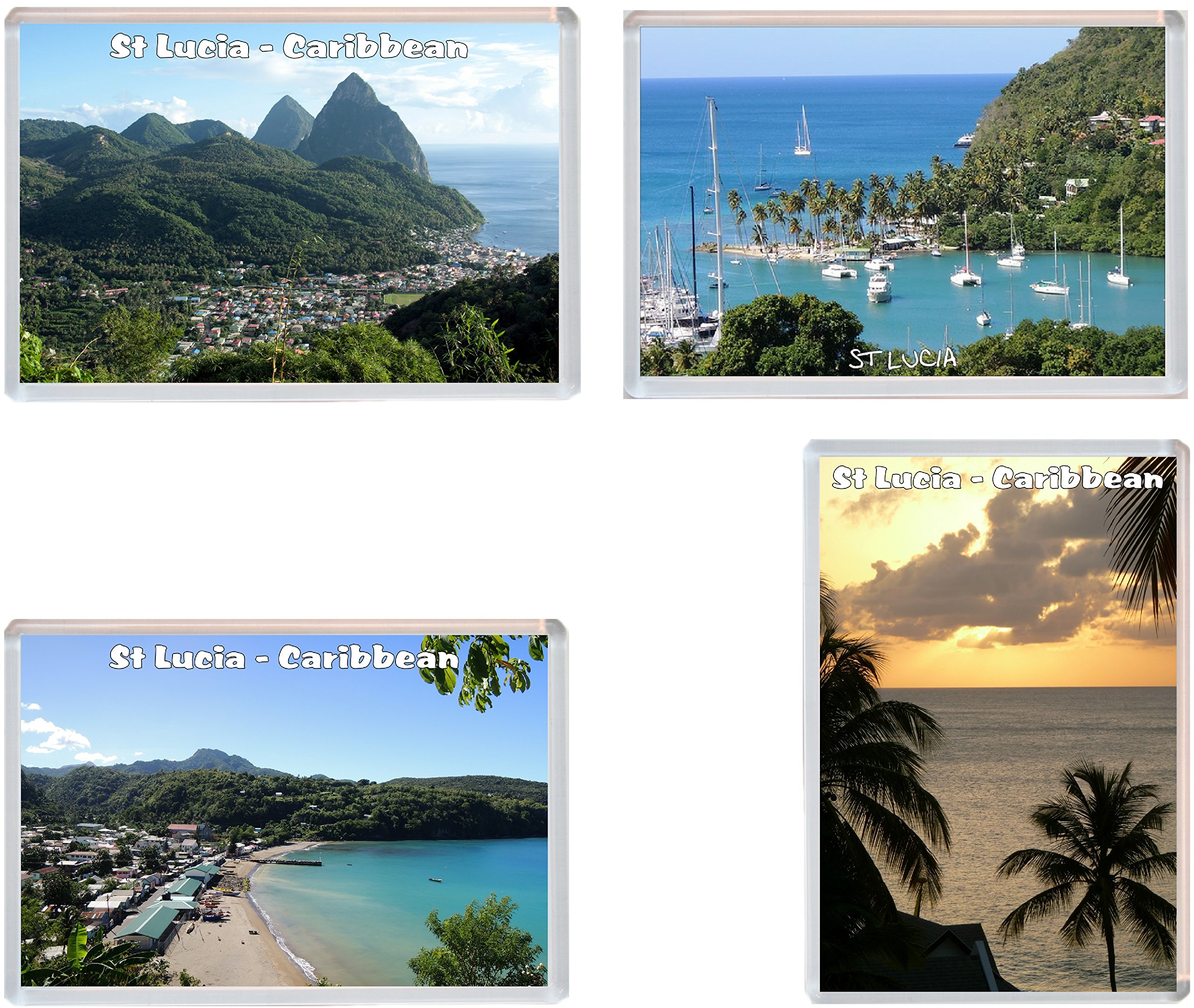 St Lucia - Caribbean - 4 PACK - Jumbo Fridge Magnet/Magnets
