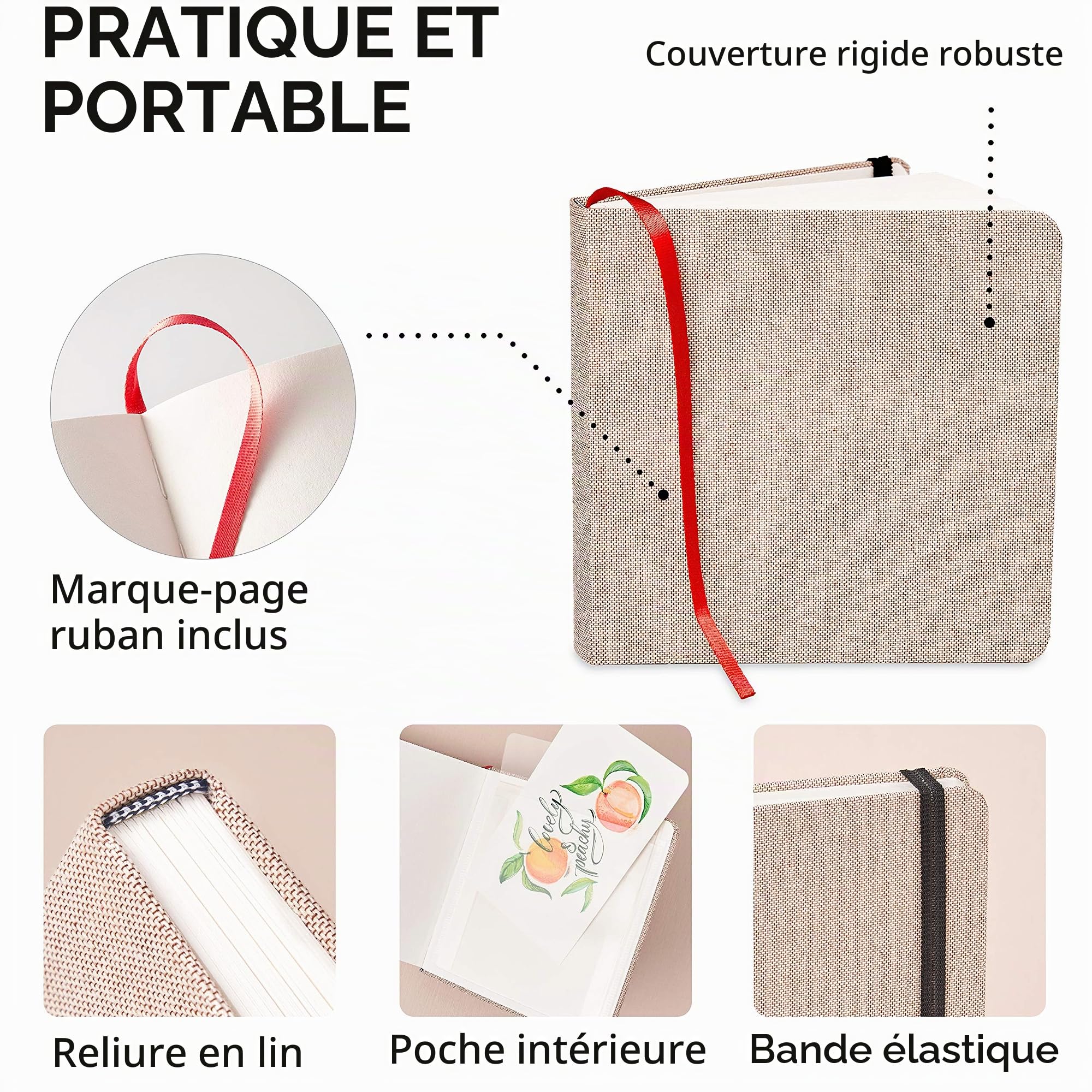 Cahiers d'Aquarelle Arteza Beige, 5,5 x 5,5 pouces, 3 Packs, 88 Feuiles, Livre Relié de 110 lb, Carnet de Croquis d'Aquarelle à Utiliser comme Carnet de Voyage et Bloc-Notes de Techniques Mixtes