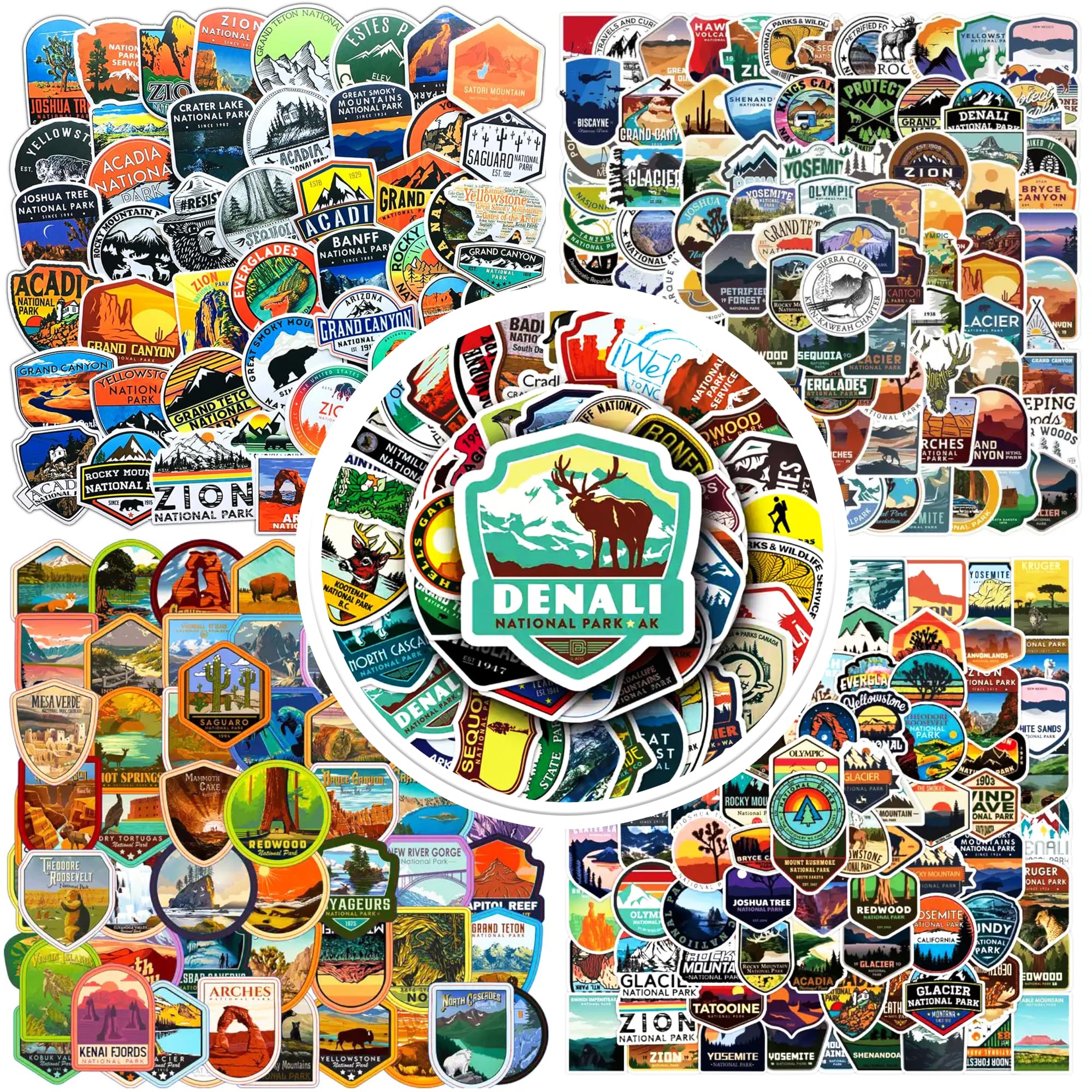 National Park Sticker Pack Set (363 pcs) - All 63 Major USA National Parks. Nature Adventure Camping Waterproof Decals for Waterbottle, Laptop, Phone, Journals. Explore The Outdoors in Style
