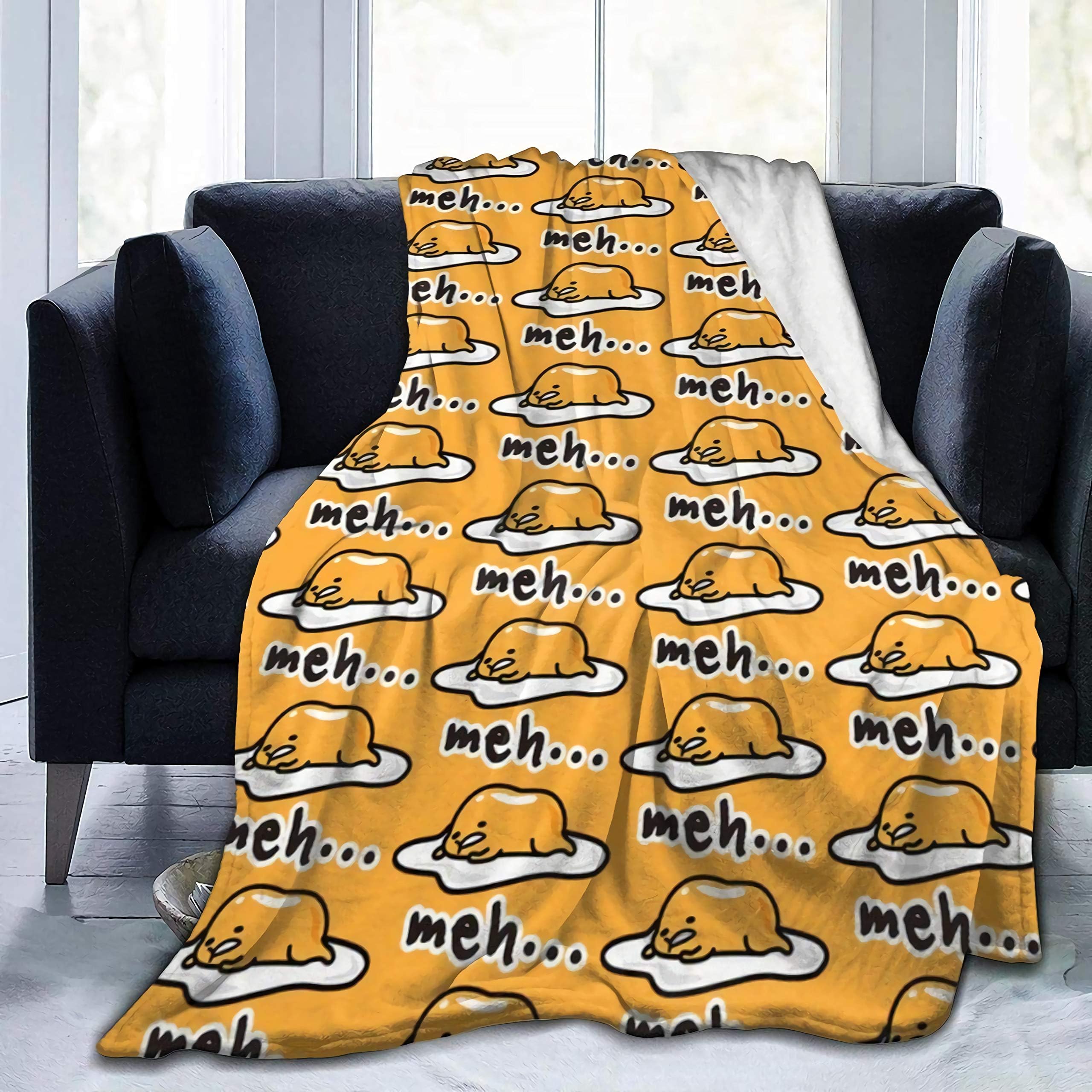 OLOSARO Gudetama Cute Fleece Blanket Throw Queen Size Lightweight Warm Soft Cozy Luxury Blanket Microfiber for Sofa Bed Couch Chair Fall Winter Spring Living Room