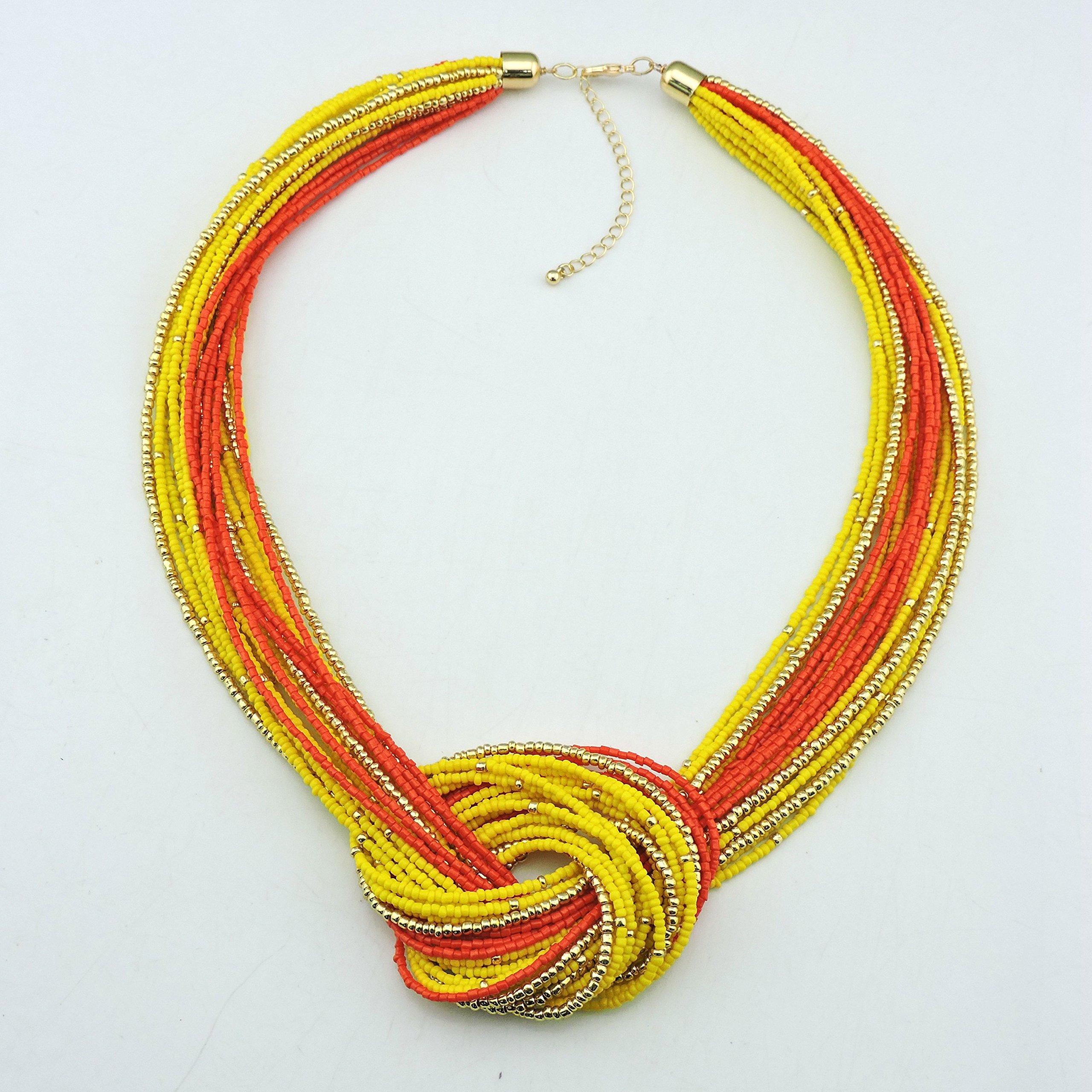 Bocar Seed Beads multistrato Chunky Bib Statement Knot collana (NK-10316)