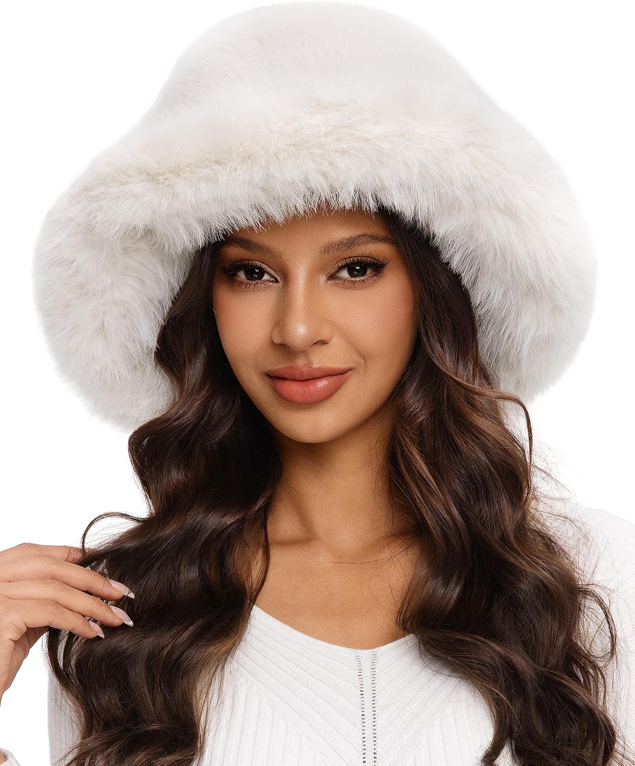 Women's Oversized Faux Fur Bucket Hat – Warm Plush Winter Style, Fluffy Soft Statement for Cold Weather