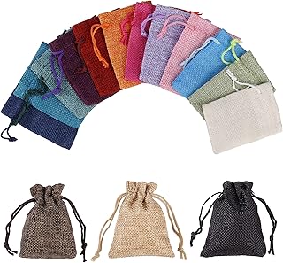 Sacchetti di Juta Sacchetti Regalo in Tela con Coulisse 15 Pezzi Colori Sacchetto di Gioielli per Festa di Matrimonio, Natale e Mestiere Fai da Te 9x7cm