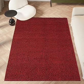 homeart Area Rug - Super Soft Shaggy Rugs For The Living Rooms, Bedrooms And Kitchen - Modern, Easy To Clean Carpet - 60x110 cm, Bordeaux Dark Red