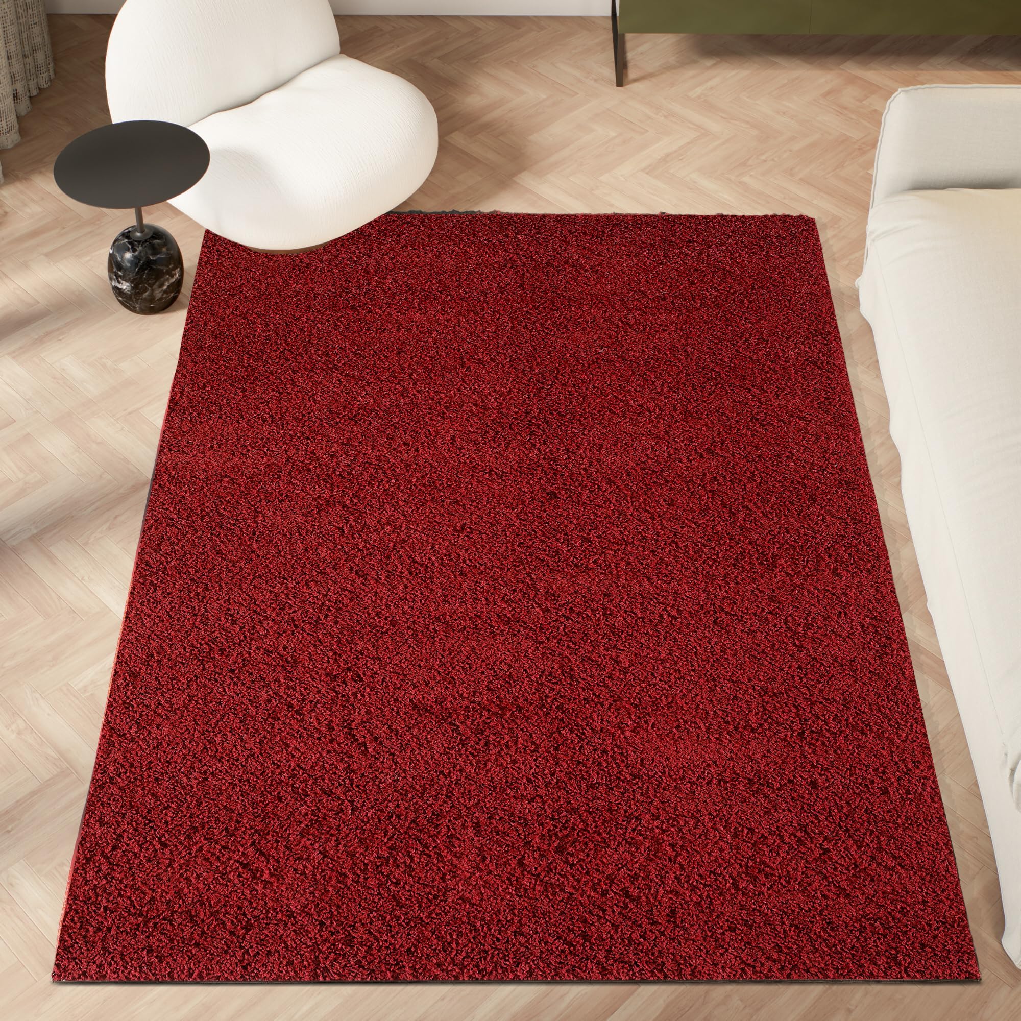 homeart Area Rug - Super Soft Shaggy Rugs For The Living Rooms, Bedrooms And Kitchen - Modern, Easy To Clean Carpet - 60x110 cm, Bordeaux Dark RedOEKO-TEX STANDARD 100