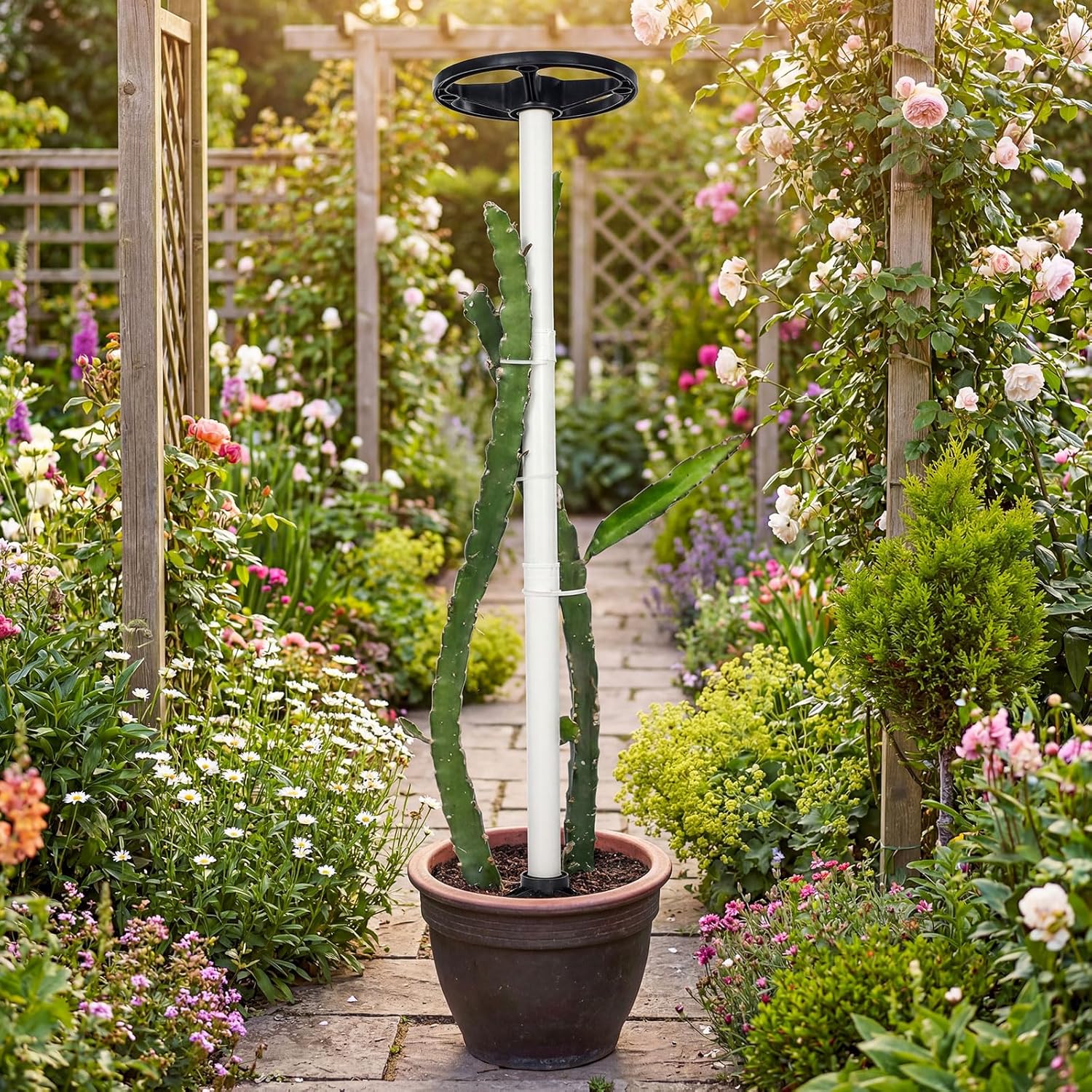 BreezeHug 2 Pcs Dragon Fruit Trellis 12 x 50 Inch Plant Cage Cactus Climbing Suppor Durable and Weatherproof, Requires Assembly