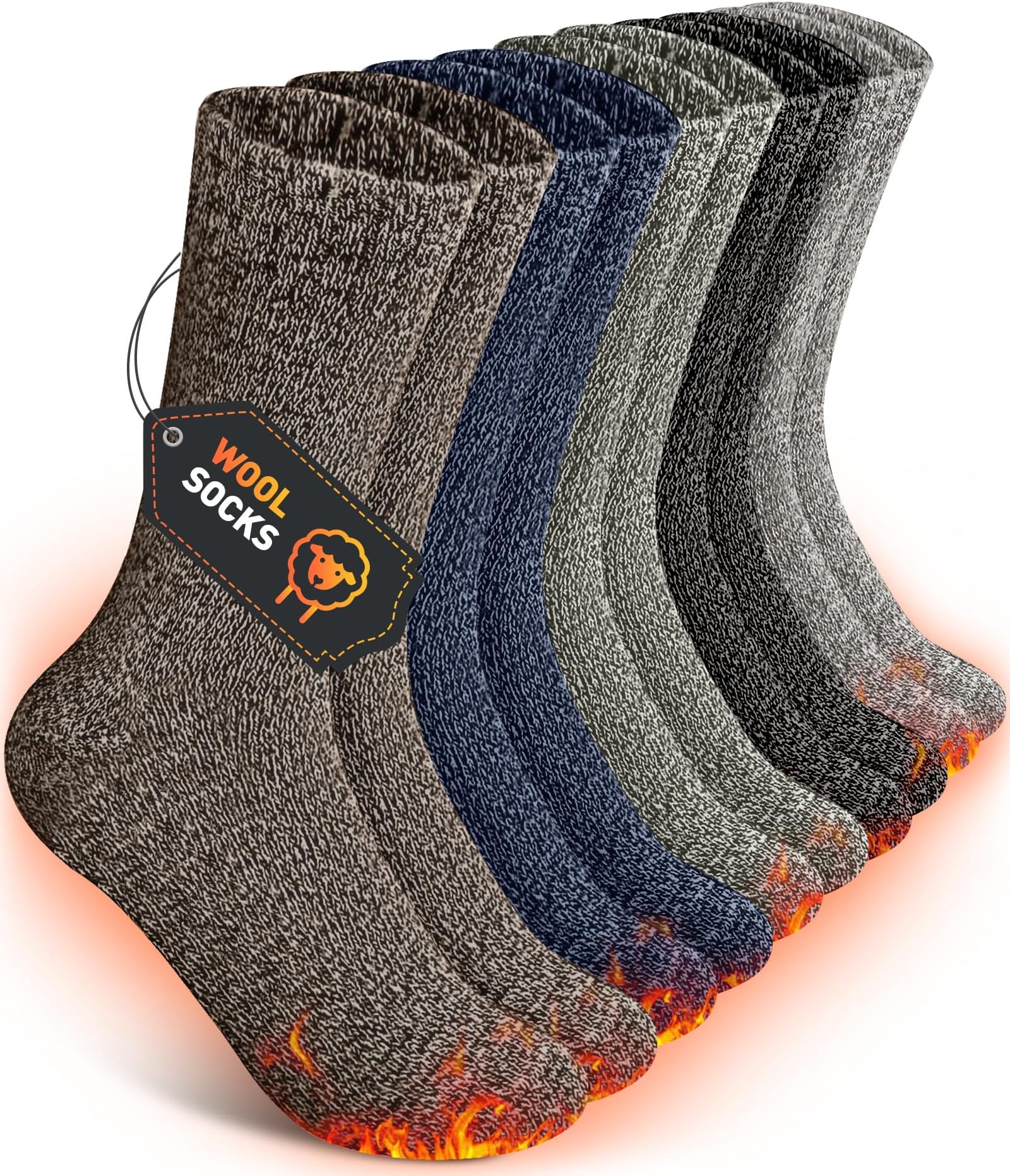 SIHOHAN Mens Wool Socks 5 Pairs Winter Thermal Socks Cozy Warm Thick Boot Sock for Ski Walking Hiking