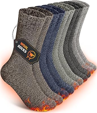 SIHOHAN Mens Wool Socks 5 Pairs Winter Thermal Socks Cozy Warm Thick Boot Sock for Ski Walking Hiking