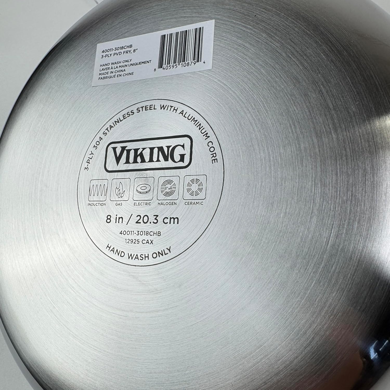 Viking 8 Inch Fry Pan with Copper Handle – 3-Ply Stainless Steel and Aluminum Core – Mirror Finish – Induction Compatible – Hand Wash – Compact PVD Skillet for All Cooktops