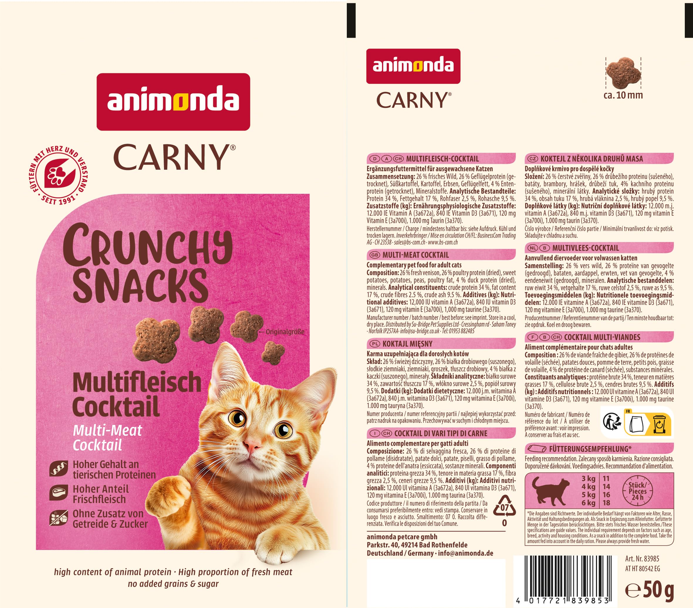 animonda Carny Adult Crunchy koktajl wielomięsny 10 x 50 g