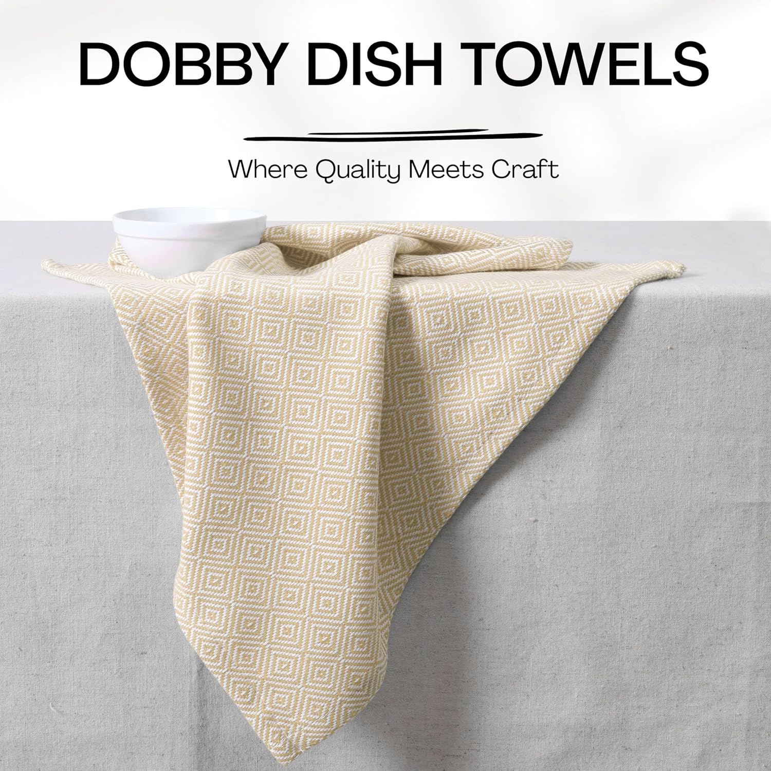 Beige Kitchen Towels, 5 Pack, 100% Cotton, Super Absorbent and Quick Dry, Diamond Weave Pattern Towel Set, Reusable, Durable Dish Cloths for Kitchen Use, Cleaning & Drying Dishes