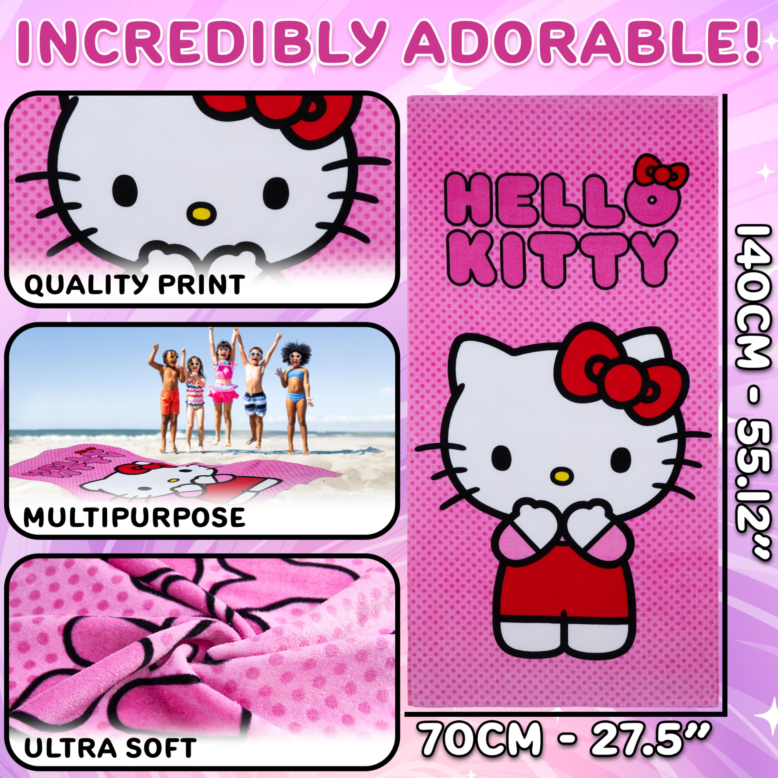 Hello Kitty ビーチタオル Amazon.com: Hello Kitty Beach Towel Set - Bundle with 27x54 Hello