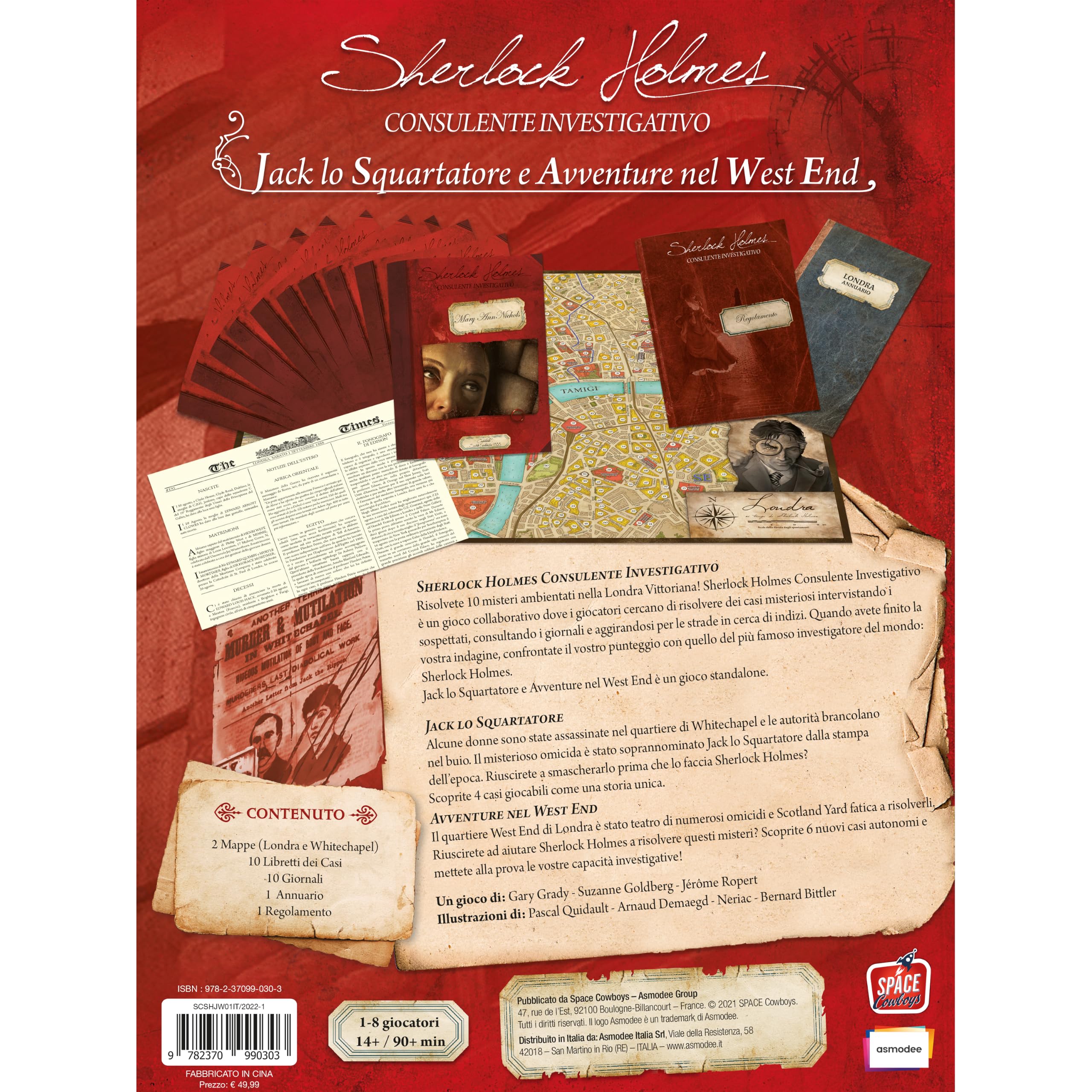 Asmodee – S. HOLMES: JACK LO SQUARTATORE E AVVENTURE NEL WEST END – Gioco | Gioco da Tavolo Investigativo e Collaborativo di Risoluzione Casi – 1-8 Giocatori – 14+ Anni – 90+ Minuti – Edizione Italiana