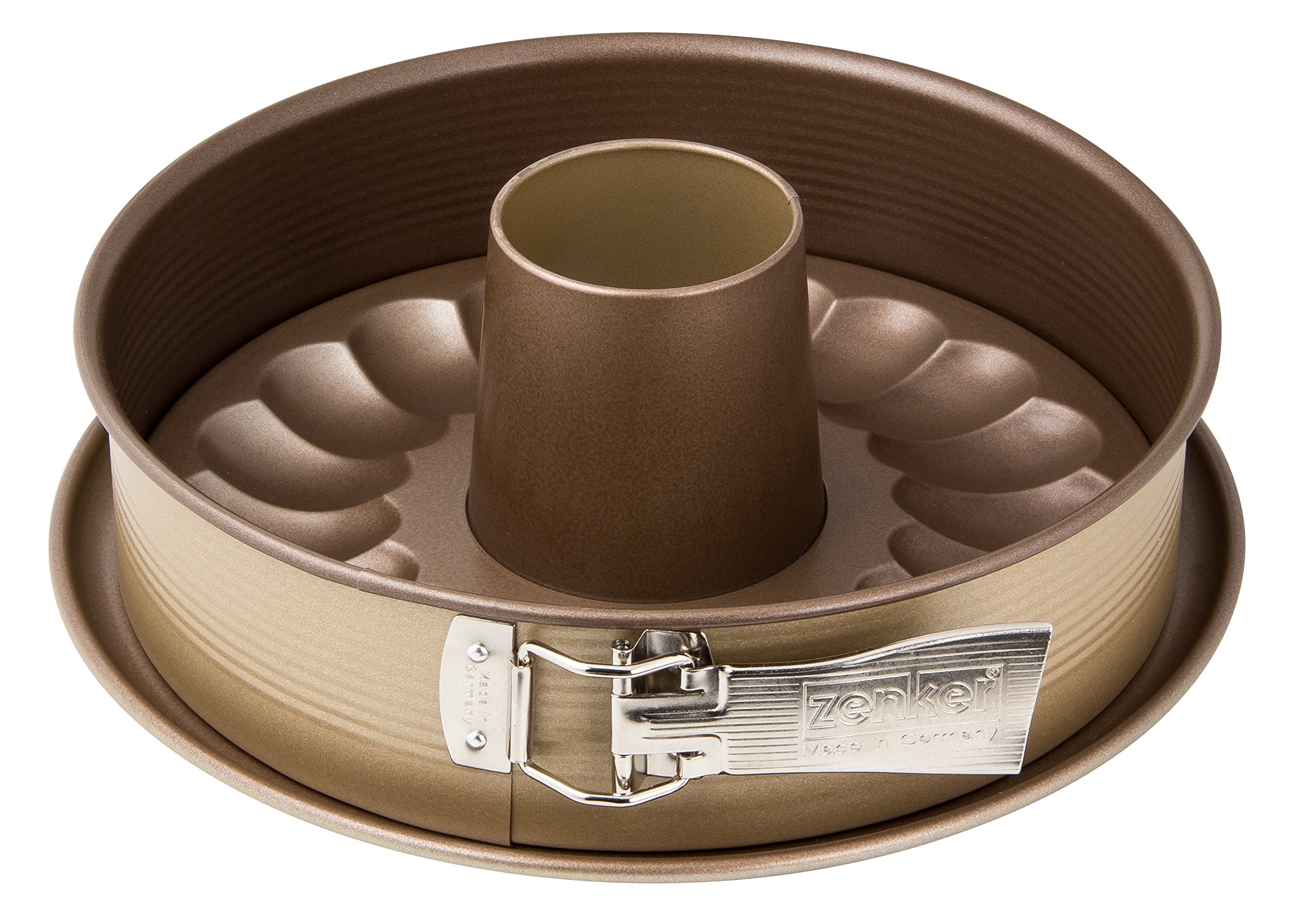 Zenker 7352 - Linea Mojave Gold - Tortiera apribile Dorata a 2 Fondi con Base sporgente, in Antiaderente con Particelle minerali di Rinforzo, Oro/Marrone, ca. Ø 26 cm