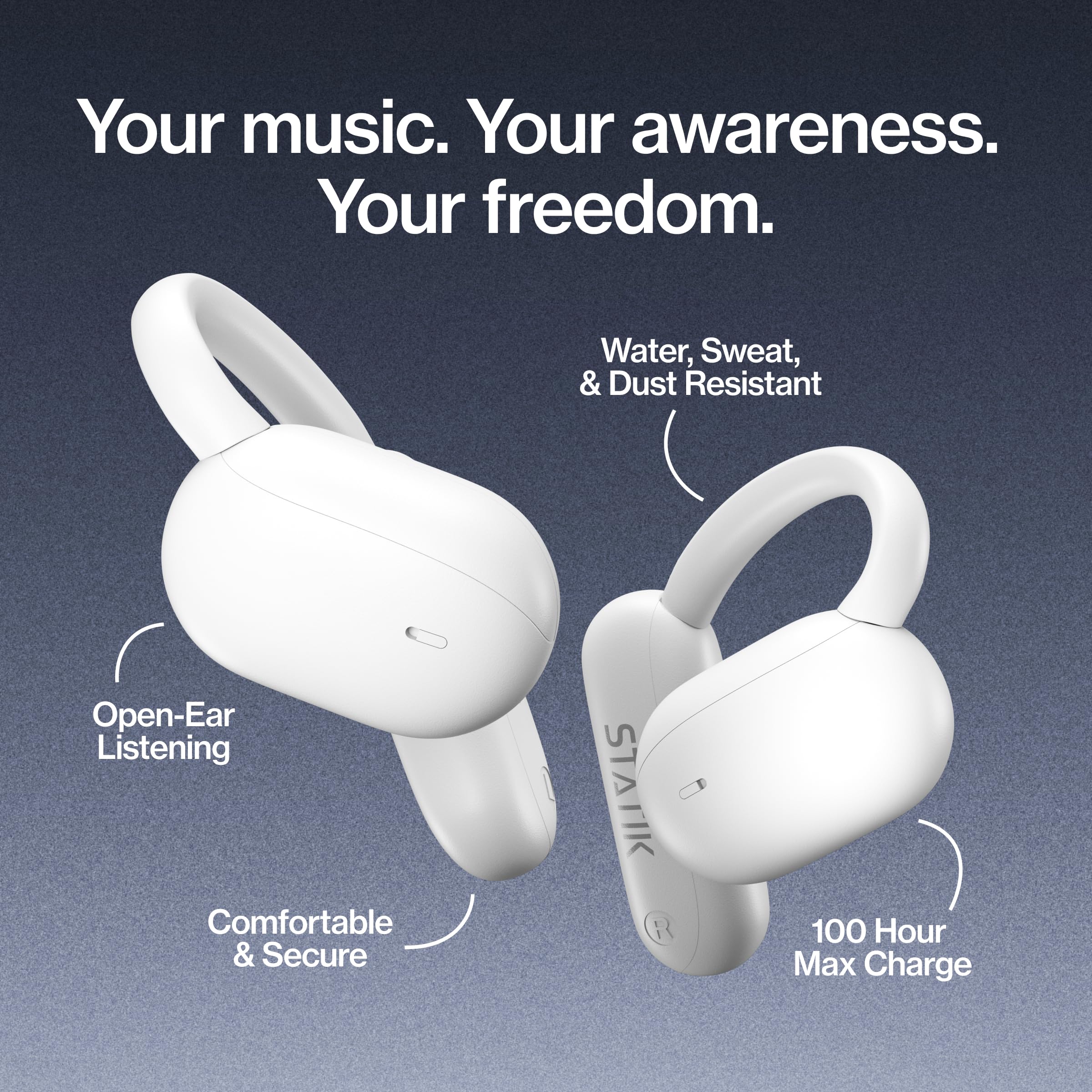 Statik Aktive Open Ear Bluetooth Earbuds - White 3 Pack - Dettaglio