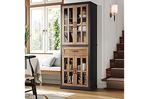 Tall Pantry Cabinet with Glass Doors: Spacious Storage Solution