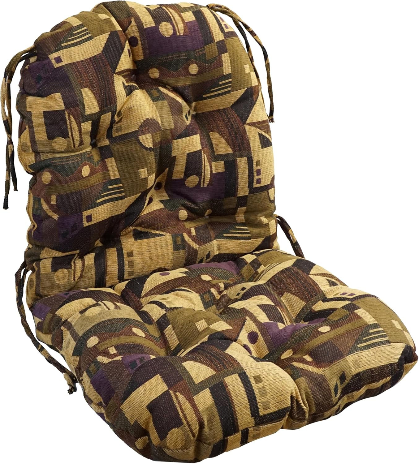 Blazing Needles Indoor Tufted High Back Chair Cushion, 48" x 24", Beige Floral