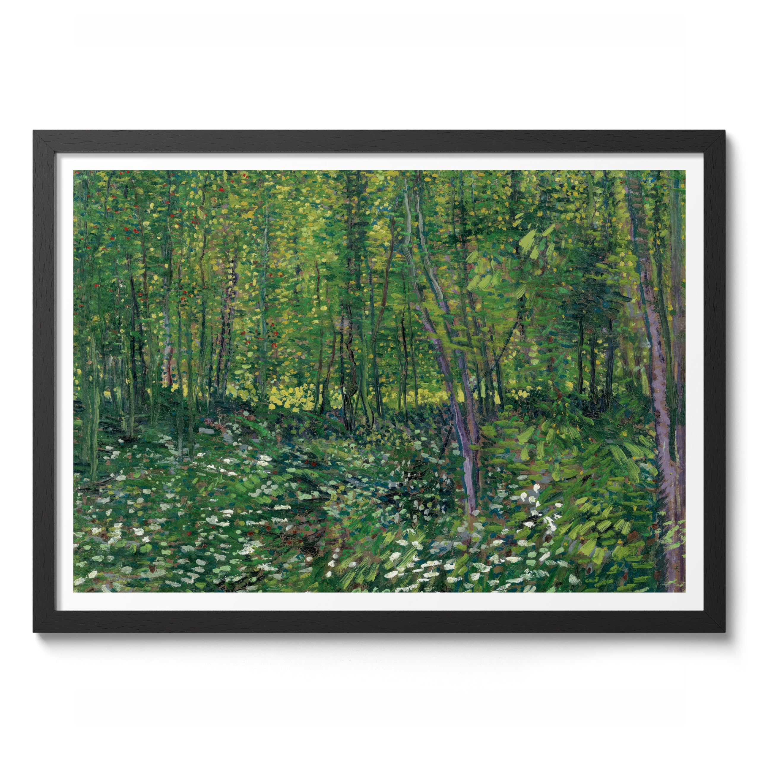 Trees & Undergrowth Vincent Van Gogh Print, Classic Famous Oil Painting Print, Modern Art Exhibition, Home Decor Wall Art, Archival Matte, A5 (Black Frame) - 21x14.8cm โ image 1
